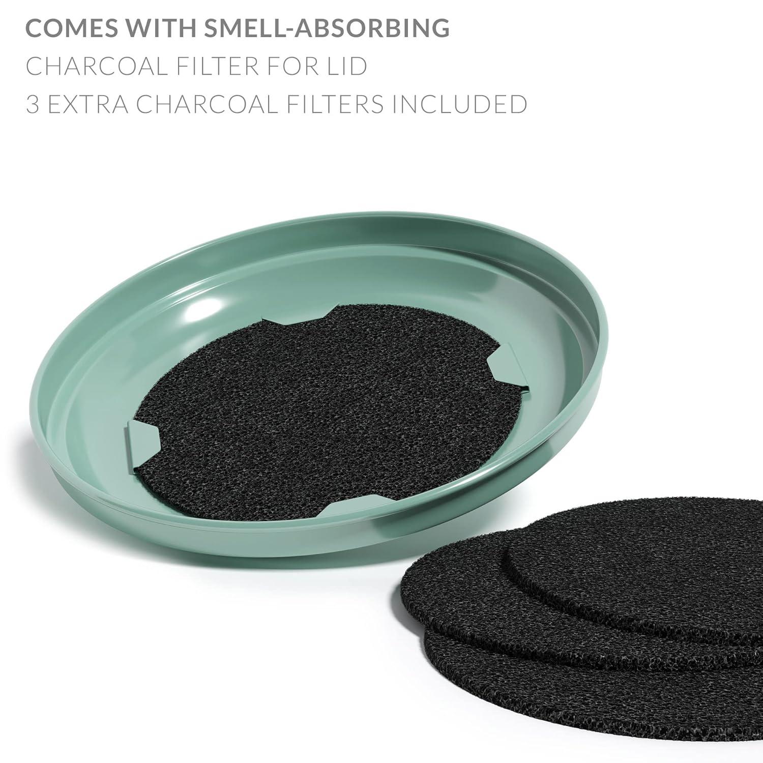 Barnyard Designs Kitchen Compost Bin Kitchen Counter Indoor Compost Bin, Countertop Compost Bin with Lid, Composting Bin Food Waste Composter Bin Cycler Bucket with Filter, 1.2 Gallon 7”x9.5”, Mint