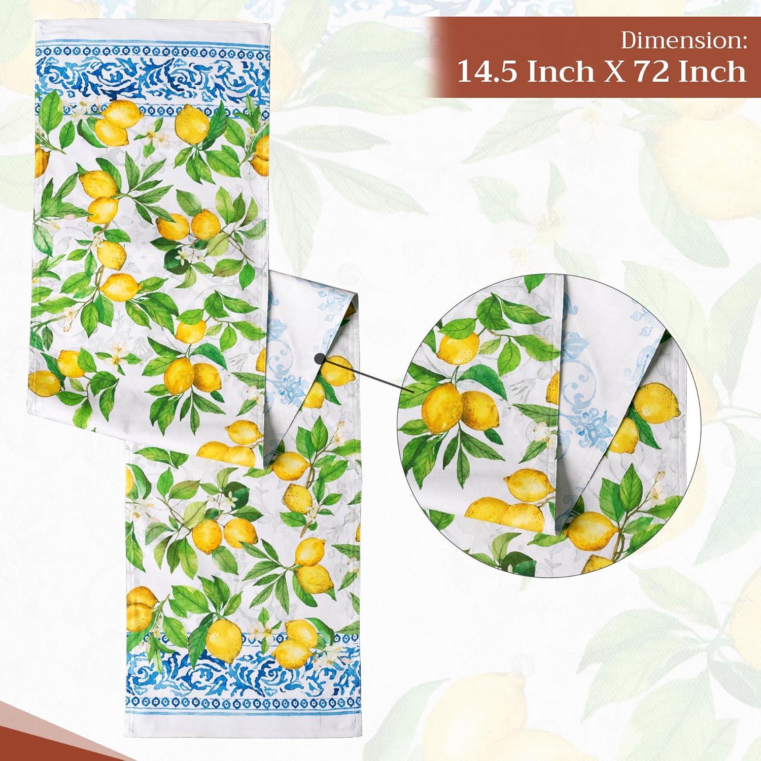 Design Imports Lemon Bliss Print Outdoor Table Runner 14X108 Inches