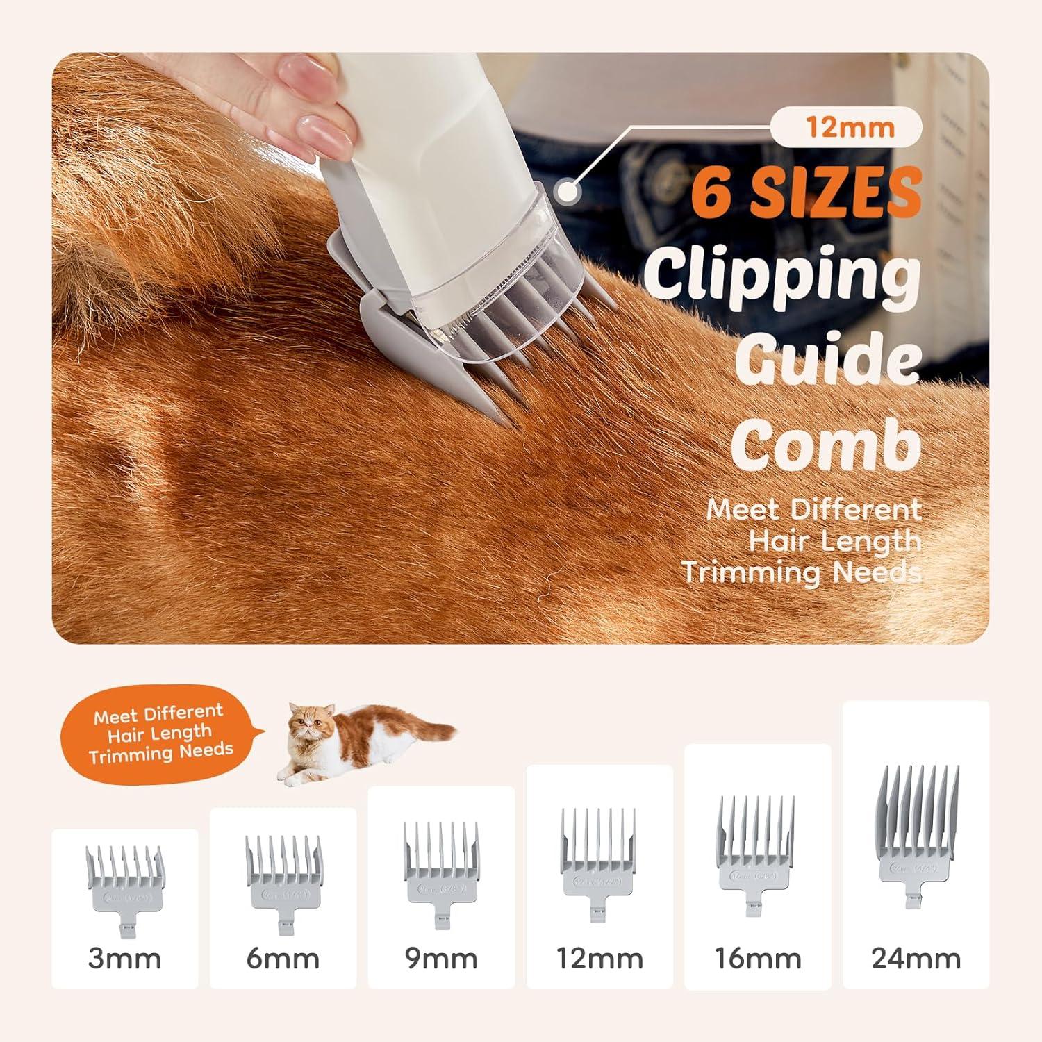 Elevon Professional Pet Grooming Vacuum Kit with Cordless Low Noise Dog Clippers, 2.5L Cup, 3 Suction Modes, and 5 Groomer Tools for Cats, Dogs and Other Animals Hair Trimmer