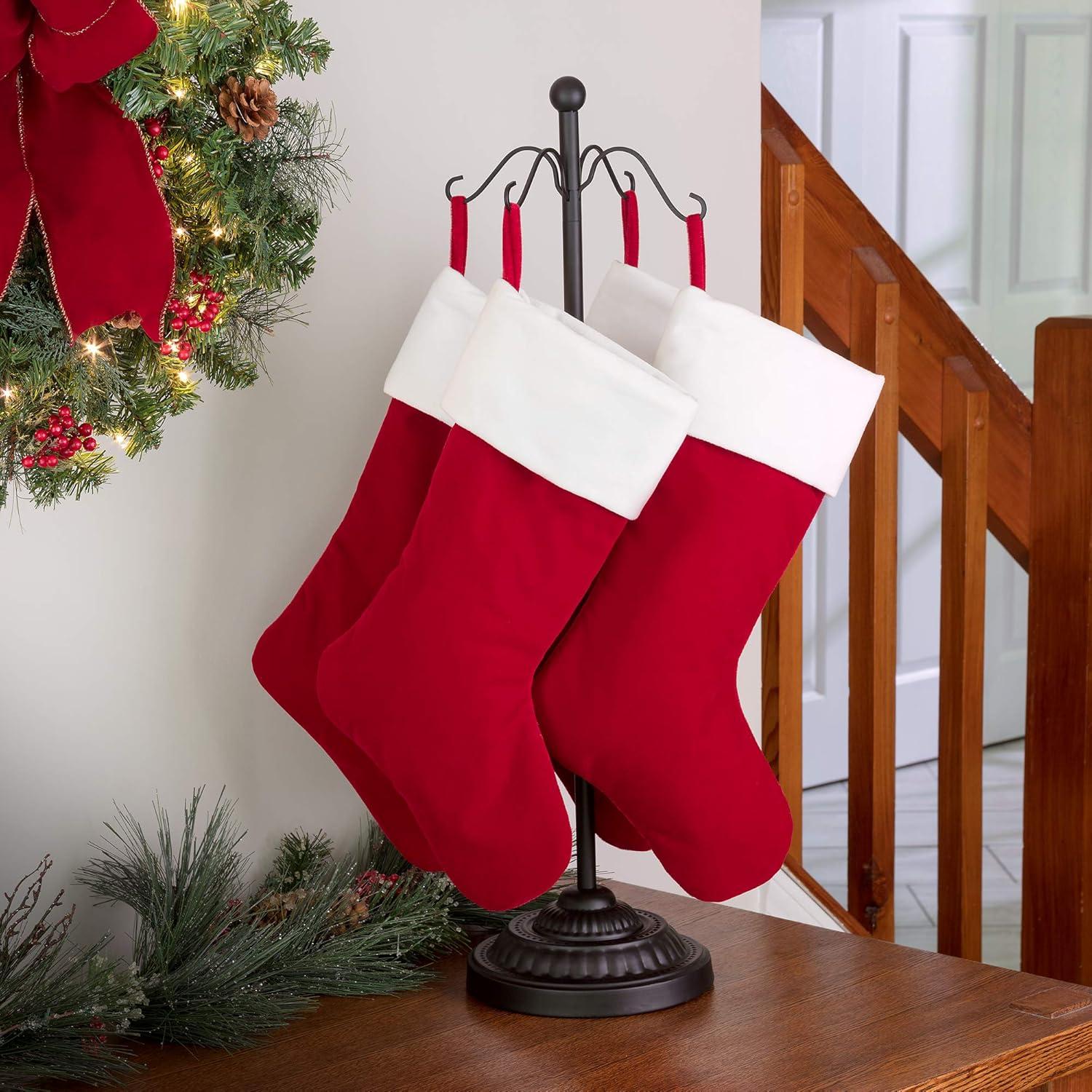 Haute Décor Adapt Adjustable 8 Hook Christmas Stocking Holder Matte White: Freestanding Holiday Decor