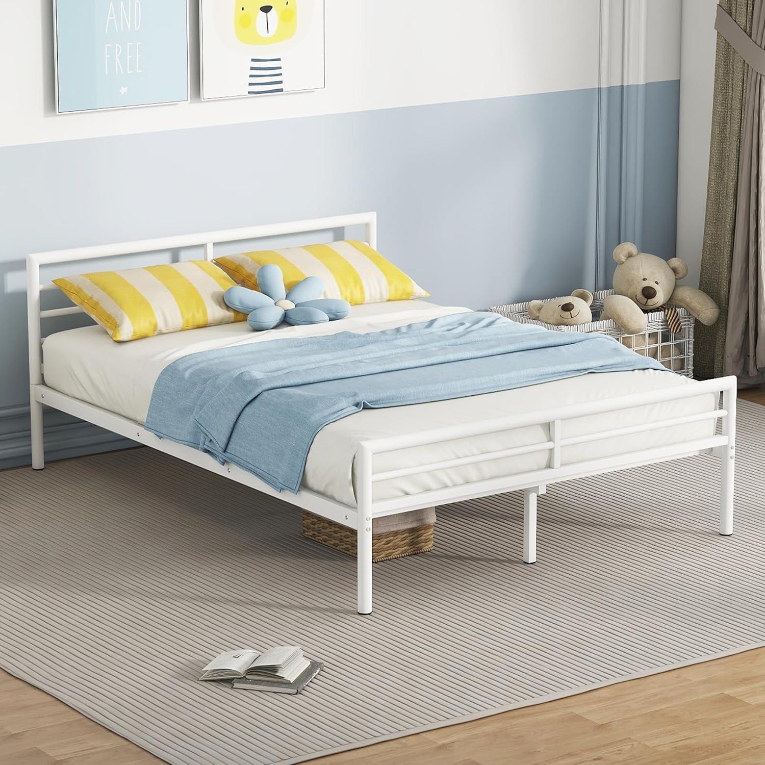 Twin Over Full Bunk Bed with Desk, Convertible to 2 Platform Beds,Heavy Duty Metal Bunk Bed with Ladder and Full Guardrail for Teens Boys Girls Adults,No Box Spring Needed