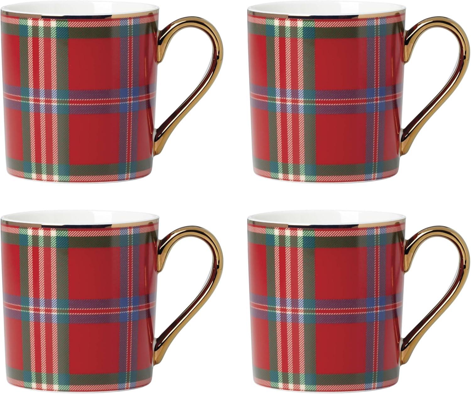 Lenox Holiday Red Tartan Mugs, Set Of 4 (Set of 4)