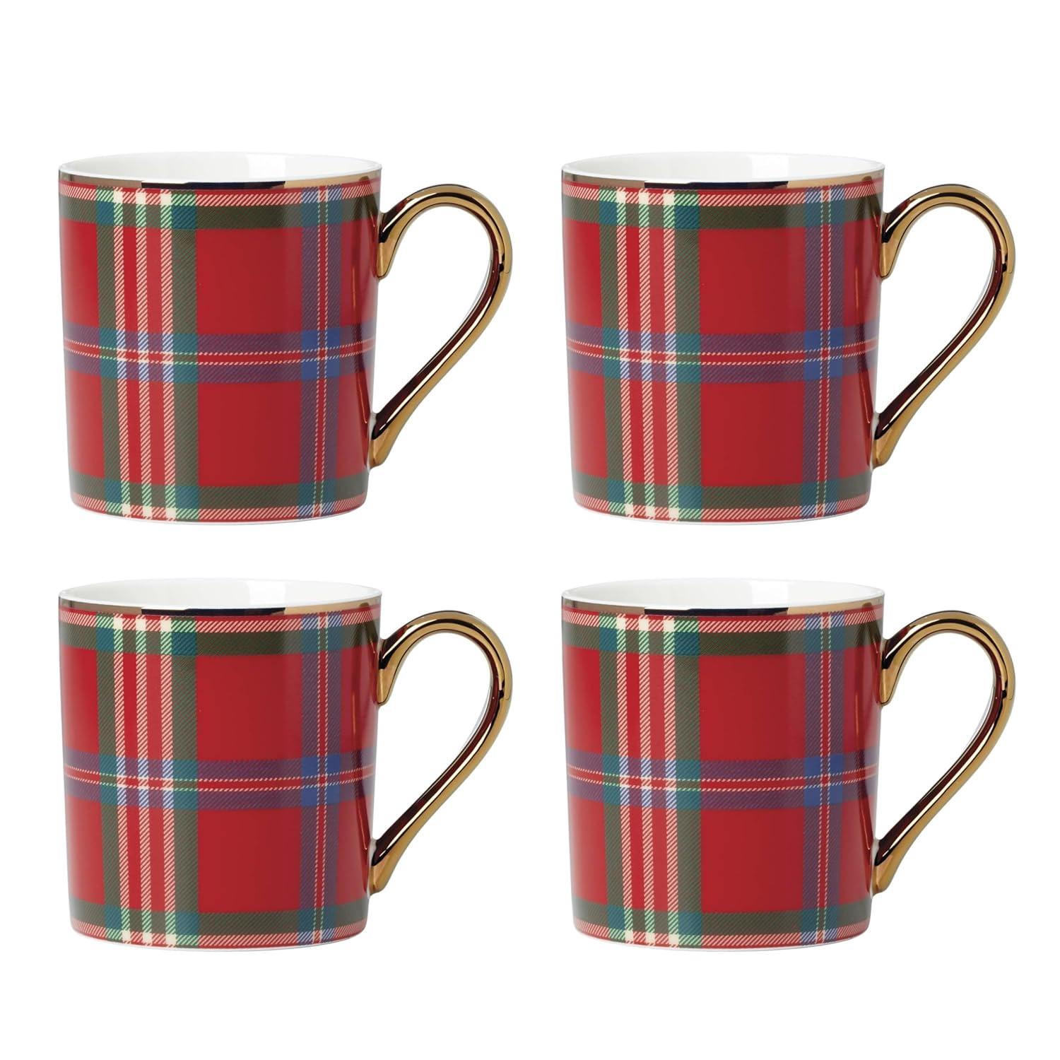 Lenox Holiday Red Tartan Mugs, Set Of 4 (Set of 4)