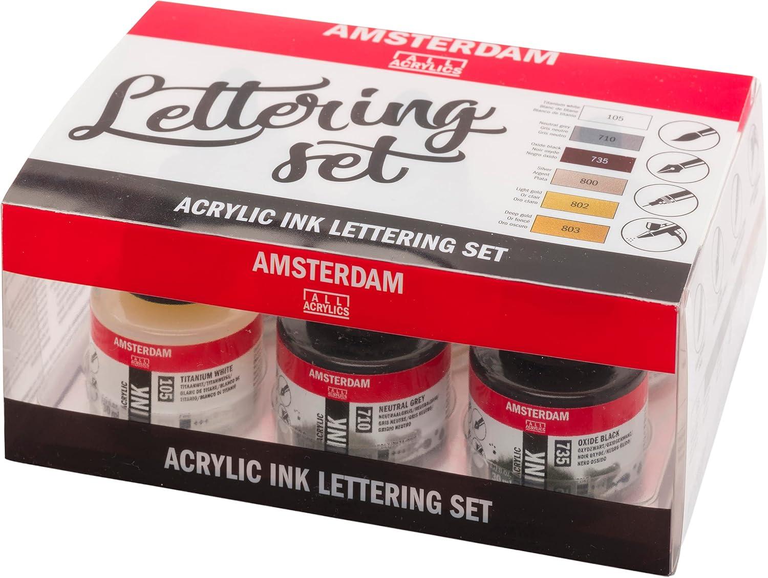 Amsterdam Acrylic Ink Lettering Set, 6-Colors