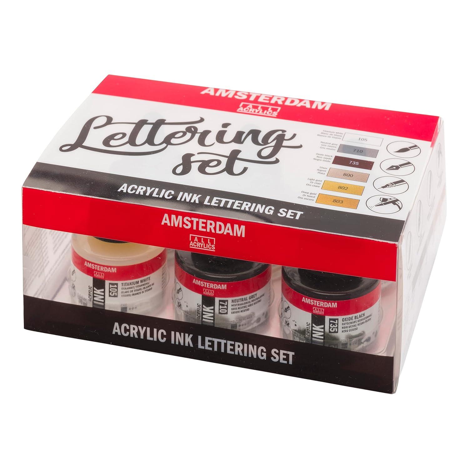 Amsterdam Acrylic Ink Lettering Set, 6-Colors