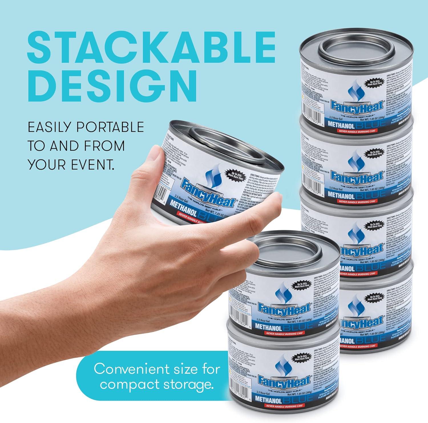 Food Warmer Gel Cans for Chafing Dish 6 Cans Diplastible Chafing Burners to Keep Food Warm 2.5 Hours