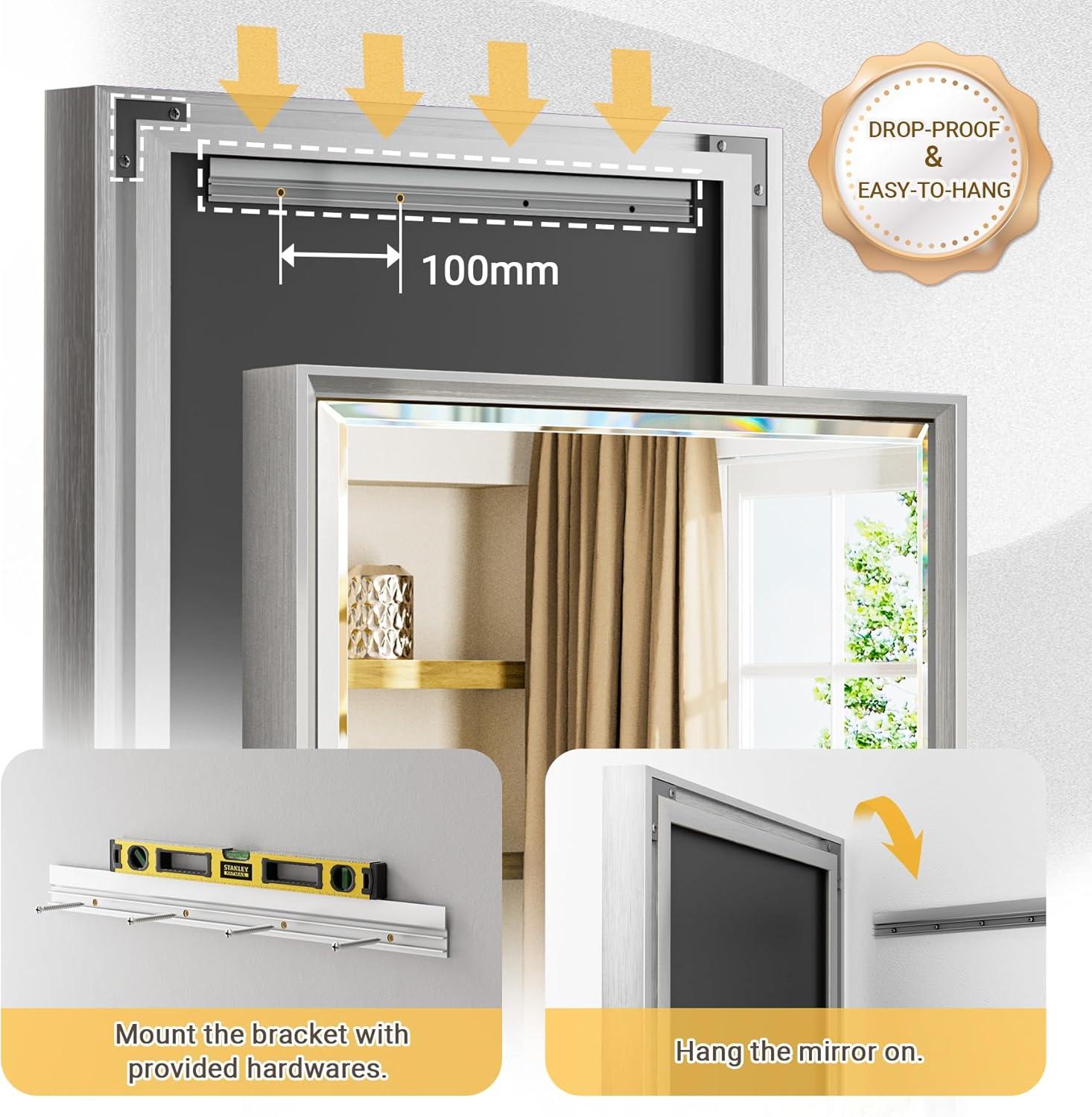 Decorative Wall Mirror Beveled Design, Bathroom Vanity Mirror Accent Mirror Finish