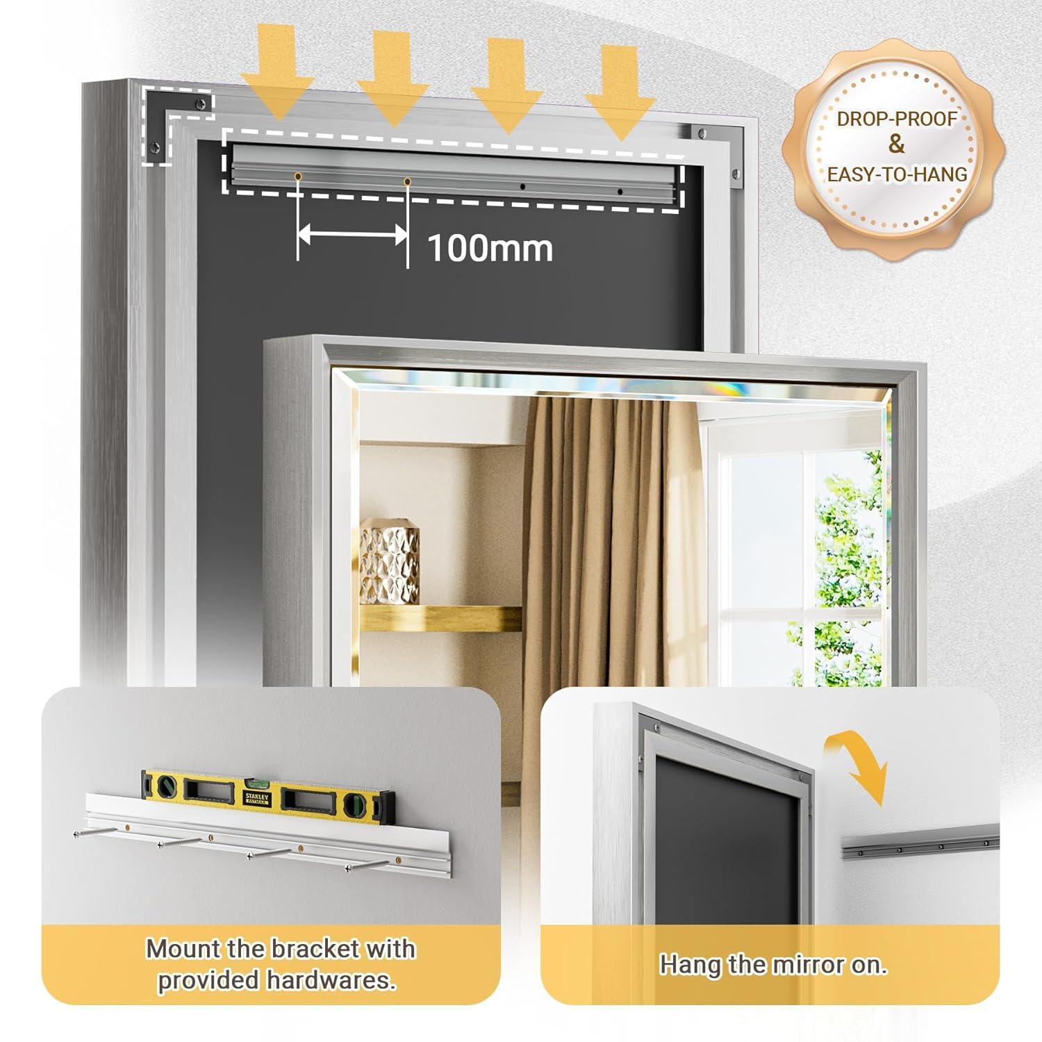 Decorative Wall Mirror Beveled Design, Bathroom Vanity Mirror Accent Mirror Finish