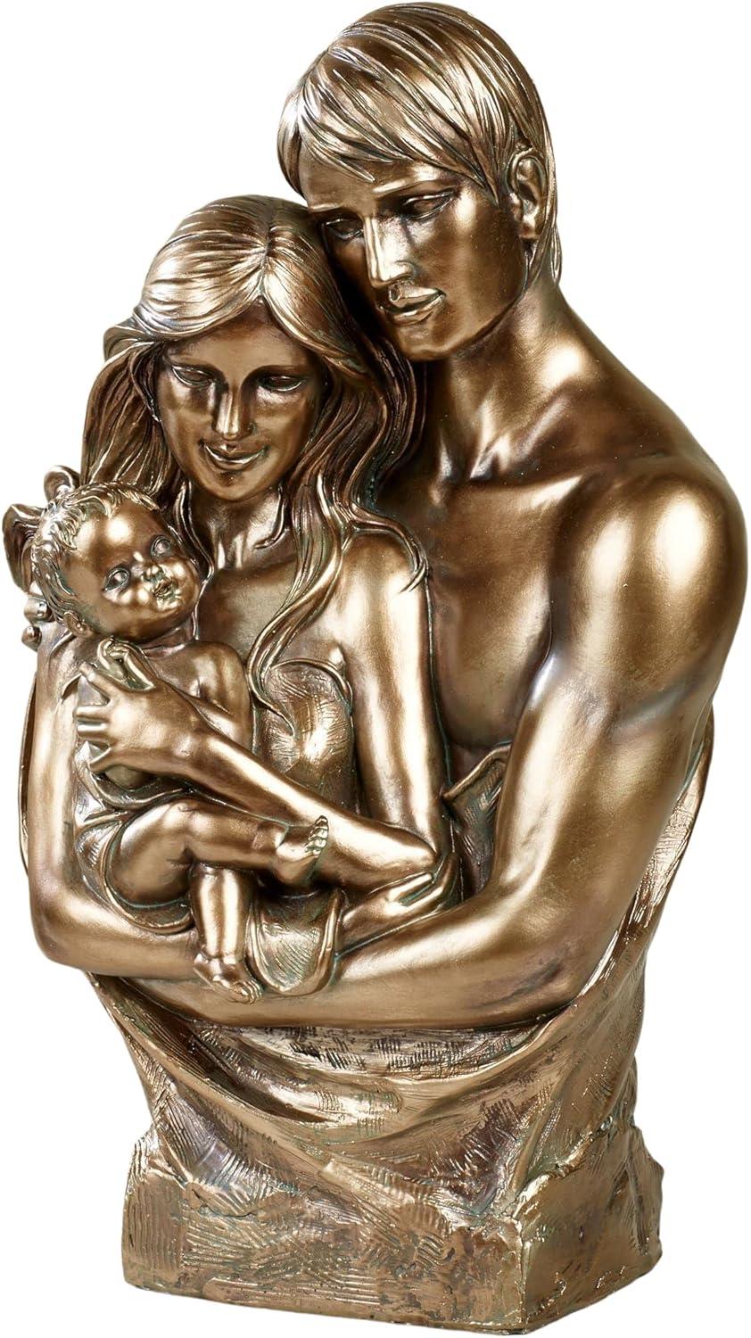 Antique Gold Resin Family Embrace Tabletop Sculpture