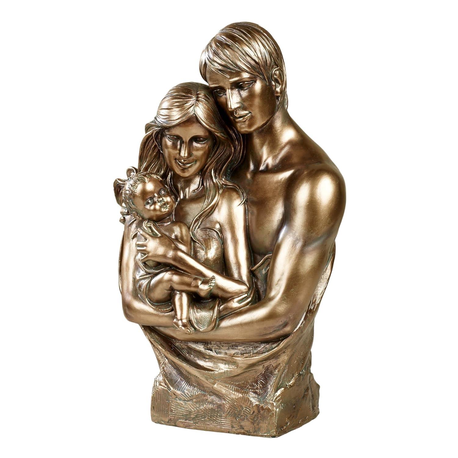 Antique Gold Resin Family Embrace Tabletop Sculpture