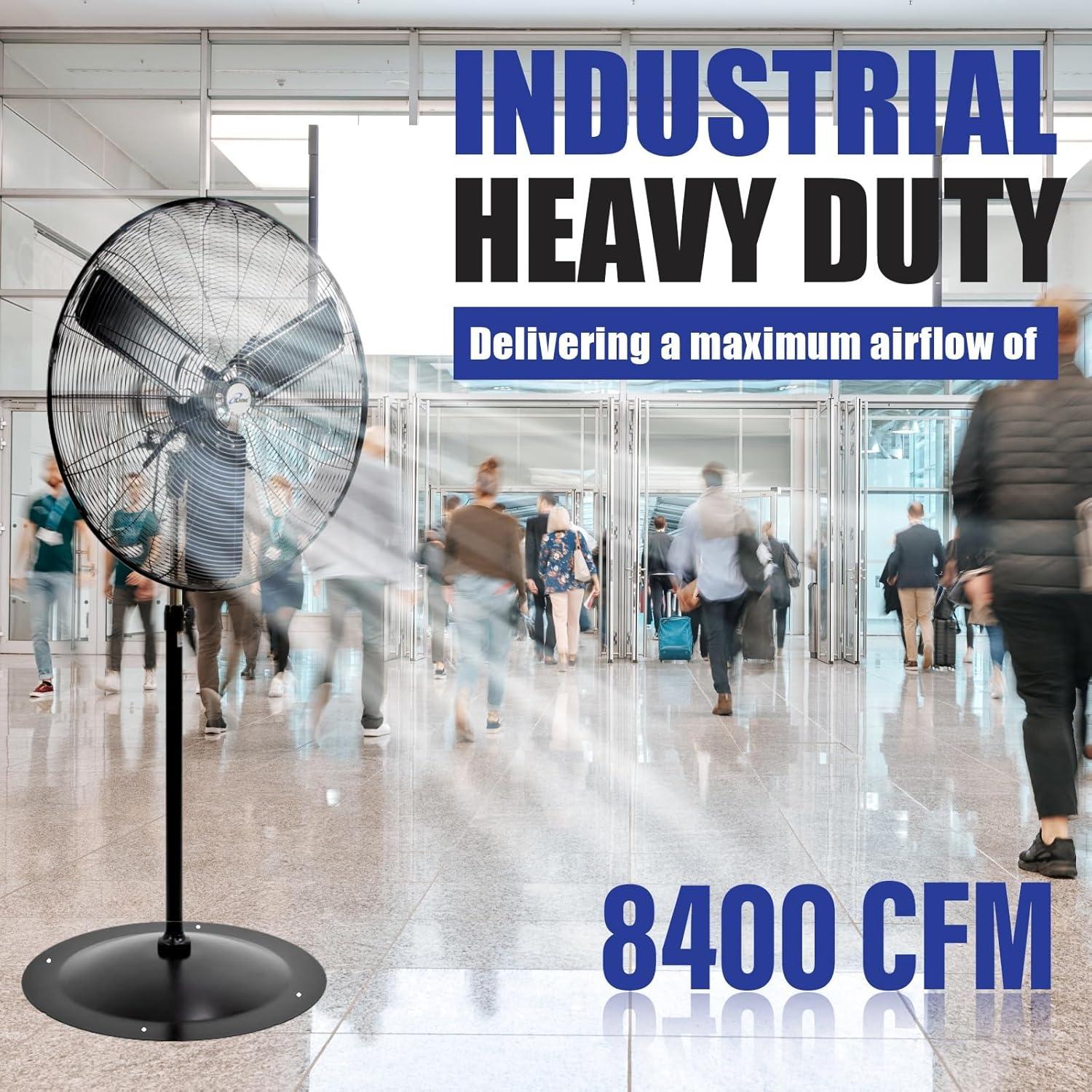 iLIVING iLIVING ILG8P31-93 30" Commercial Pedestal Oscillating Fan - Shop, Garage, Warehouse - 120V, 1.8A , 8400 CFM