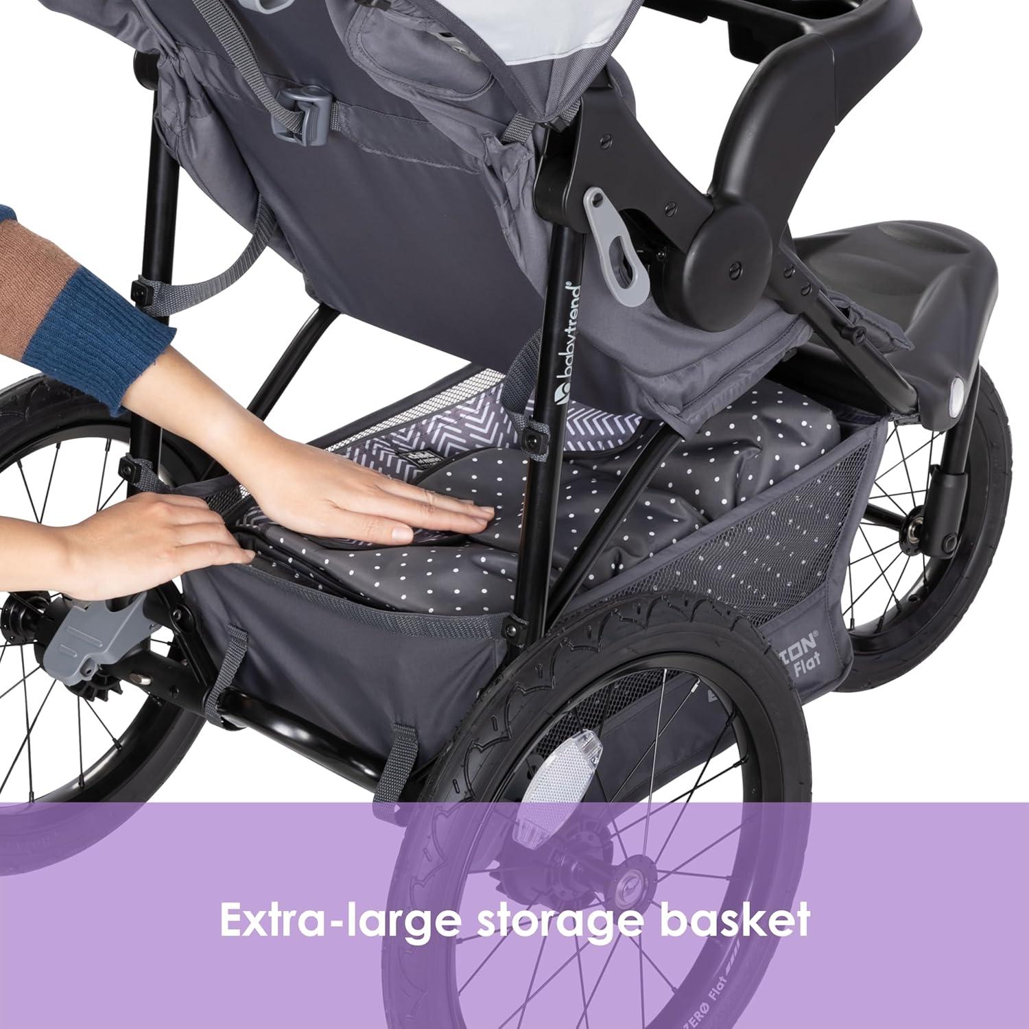 Baby Trend Expedition Zero Flat Stroller Jogger with LED Safety Lights - Dash Gray