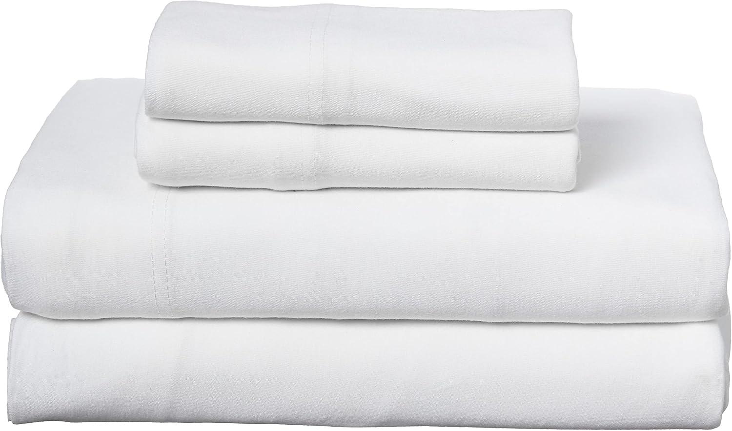 Bright White Queen Cotton Jersey Knit Sheet Set