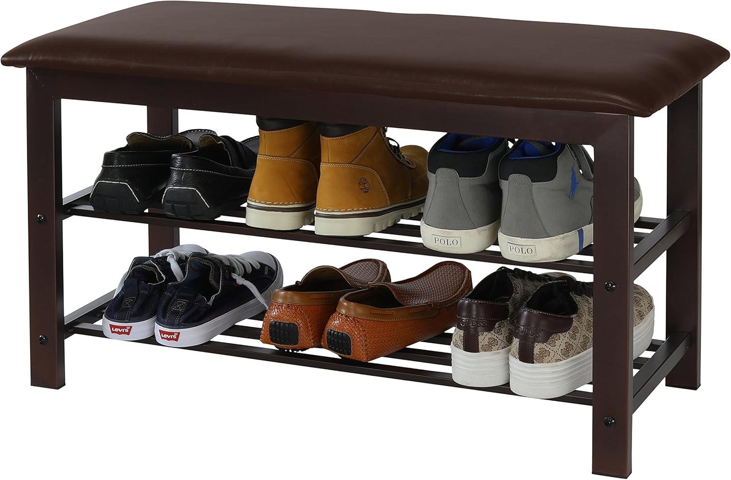 Simple Houseware Entryway Shoe Rack Bench Storage Organizer, Bronze