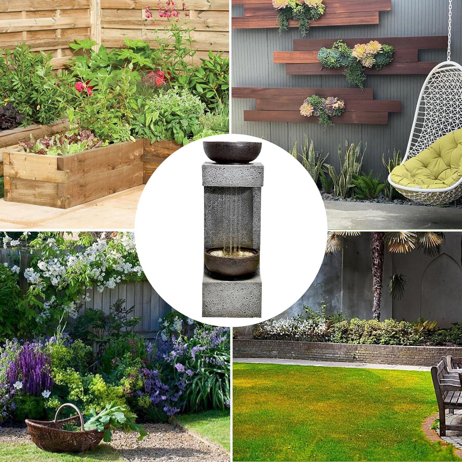 Dakota Fields 53 Inches 4 Tiered Floor Standing Outdoor Water Fountains and Waterfalls for Garden