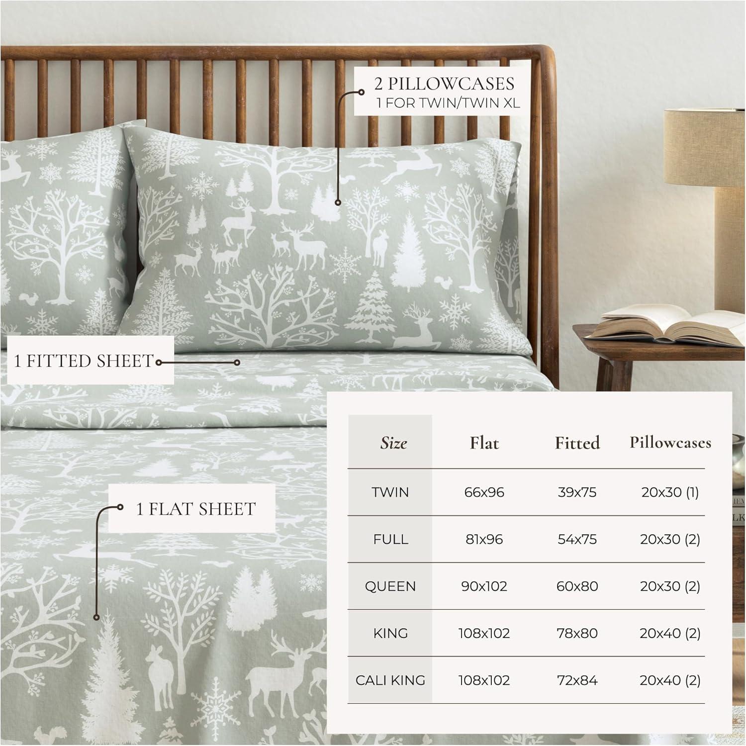 FreshFolds 100% Turkish Cotton Holiday Printed Flannel Sheet Set