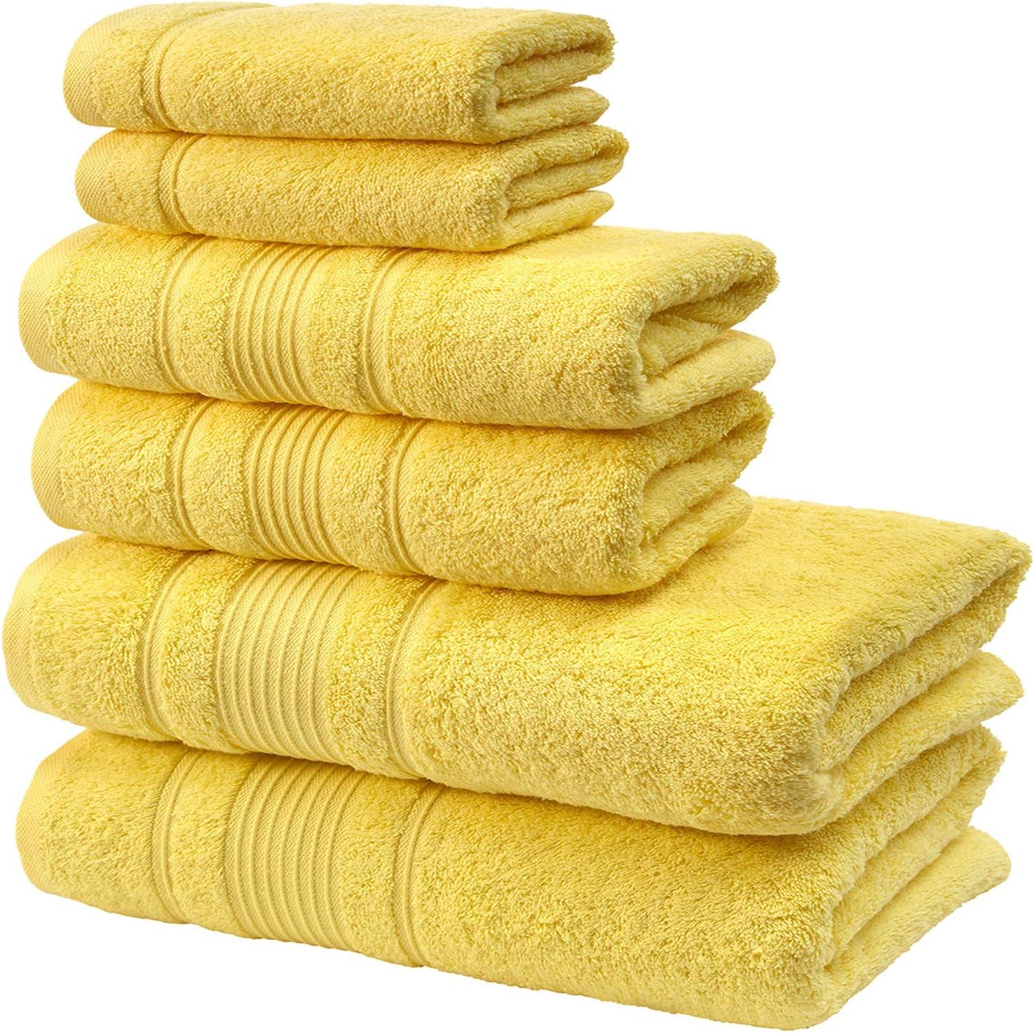 Qute Home Luxury 2 Piece Cotton Bath Towel Set, Yellow