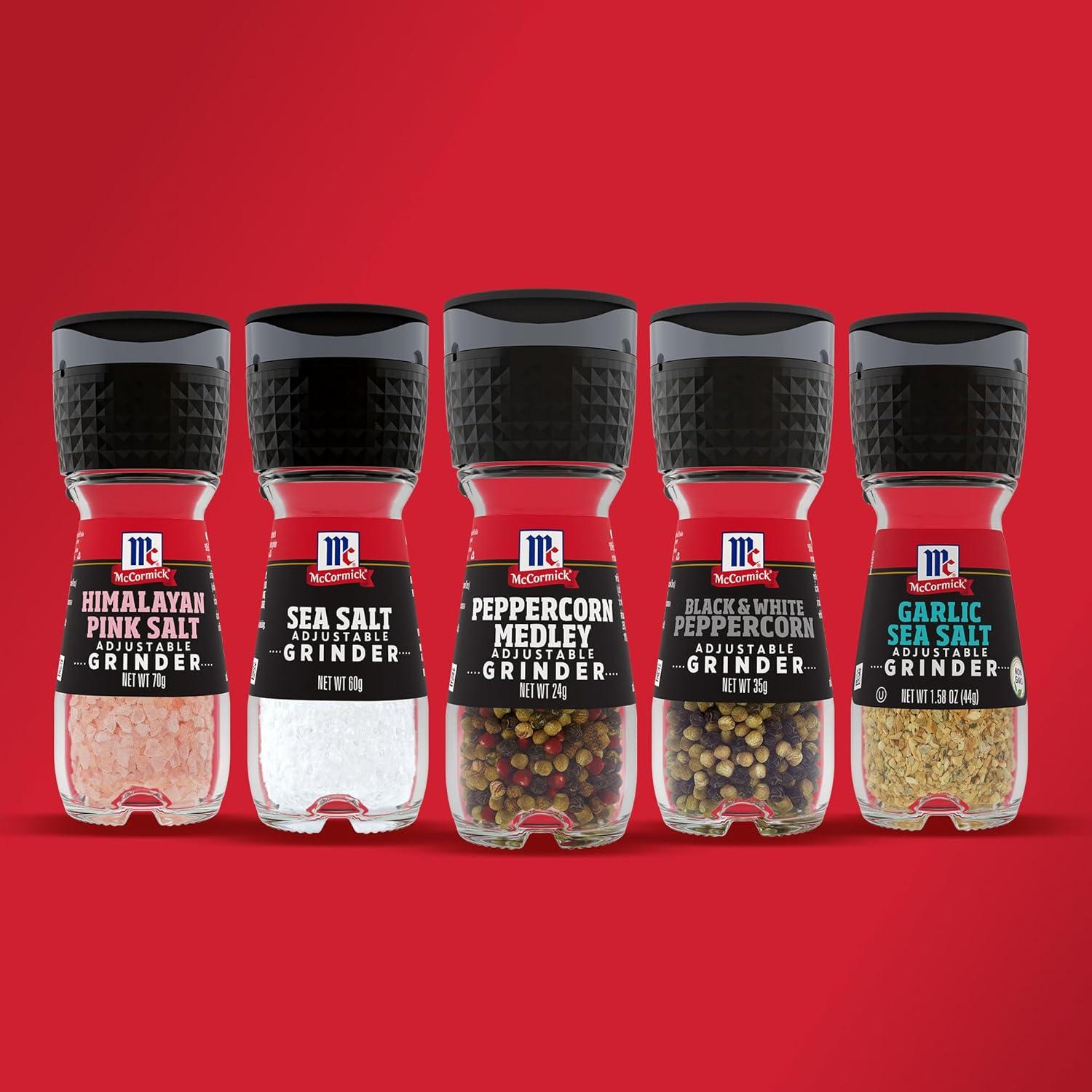 Mccormick Salt & Pepper Grinder Variety Pack (Himalayan Pink Salt, Sea Salt, Black Peppercorn, Peppercorn Medley), 0.05 Lb