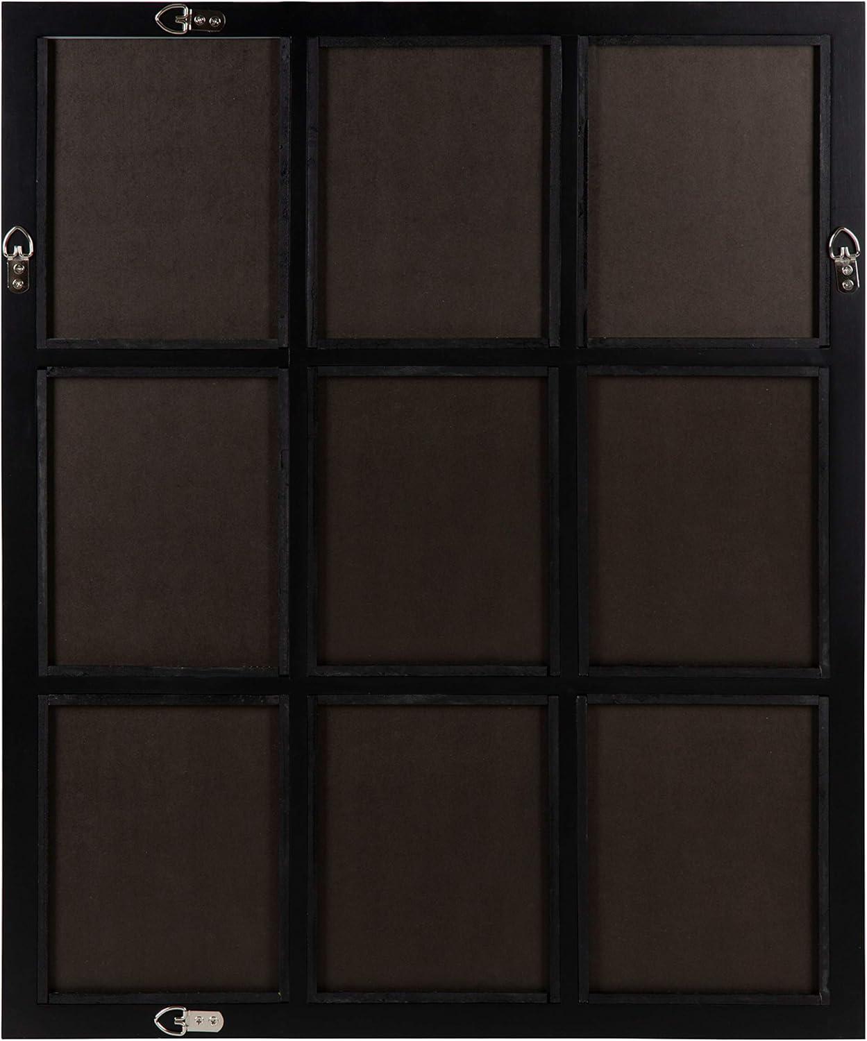 26" x 32" Hogan Windowpane Wall Mirror Black - Kate & Laurel All Things Decor: Modern Rectangular, No Assembly, Wood Frame