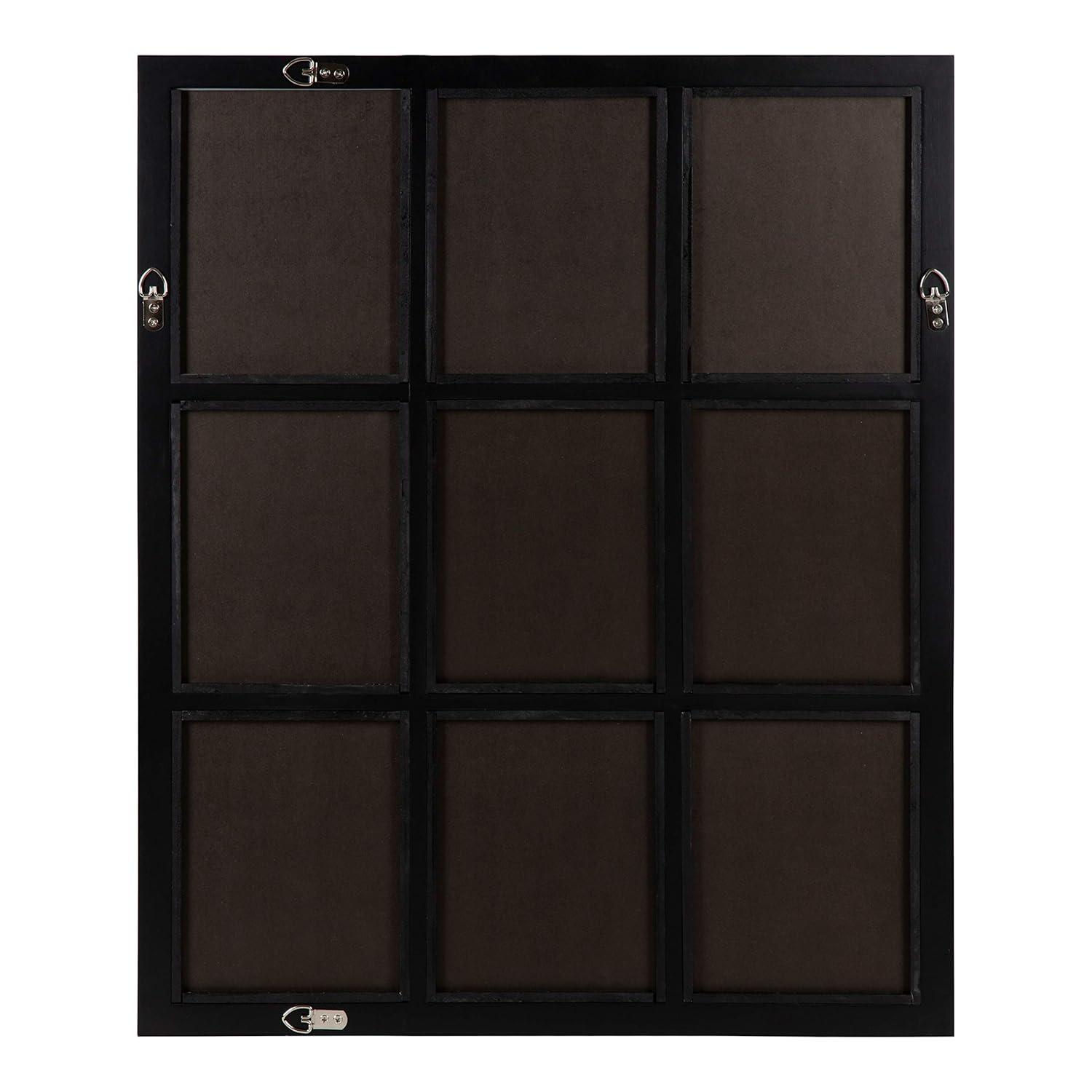 26" x 32" Hogan Windowpane Wall Mirror Black - Kate & Laurel All Things Decor: Modern Rectangular, No Assembly, Wood Frame