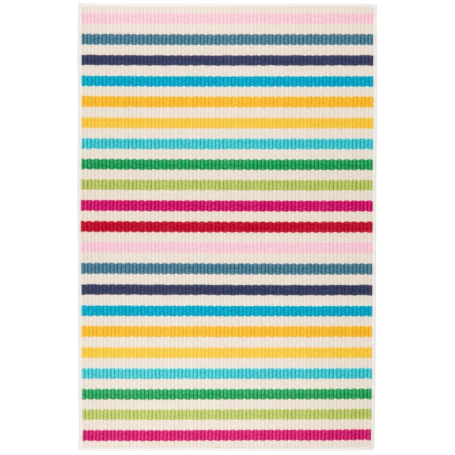 Rainbow Stripe Multi Machine Washable Rug