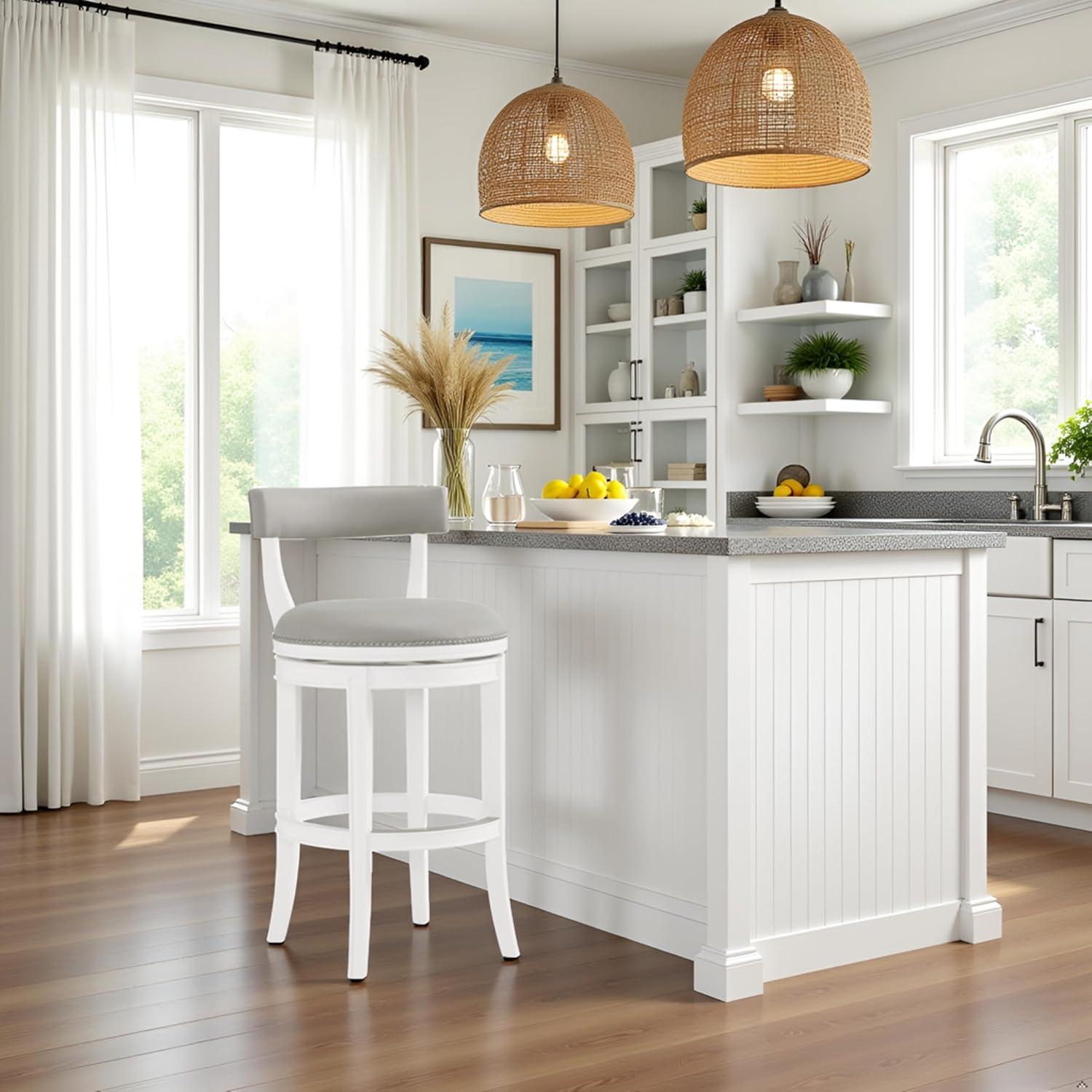 Hanover Solid Rubber Wood Swivel Counter And Bar Stool