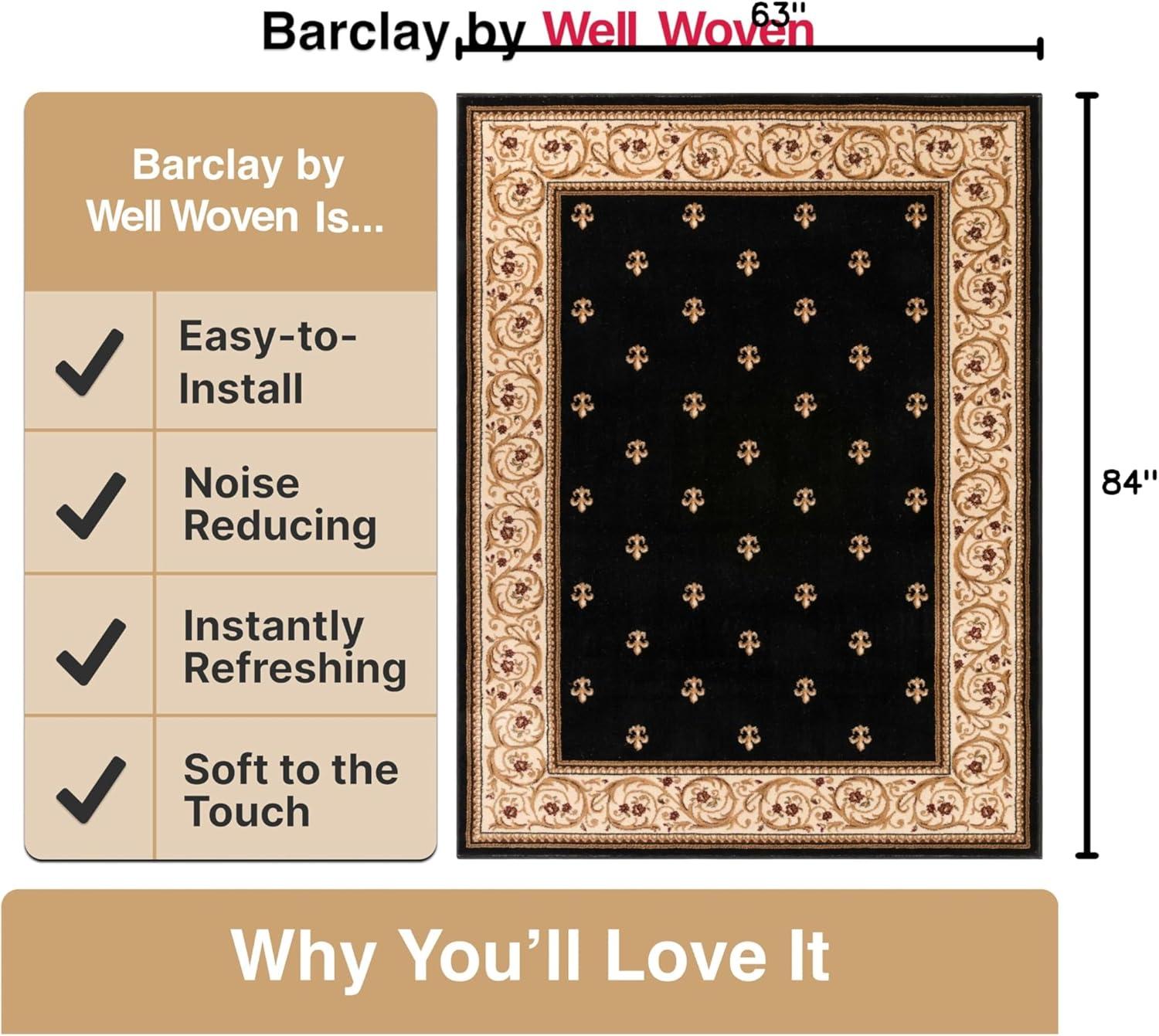 Well Woven Barclay Collection Fleur de Lis Red 7'10" x 9'10" Area Rug - for Living Room, Bedroom, and Dining Room