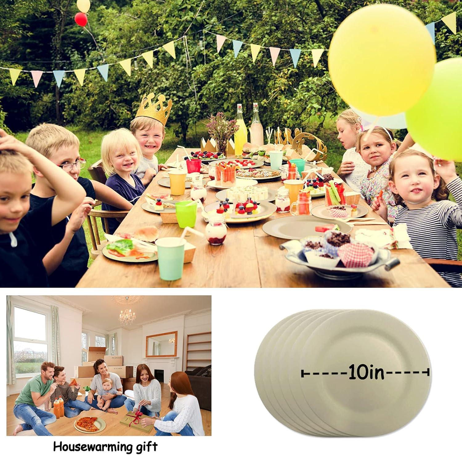 Juvale 6 Pack Unbreakable & Sturdy Wheat Straw Dinner Plates for Kids & Adults, Beige, 9 in