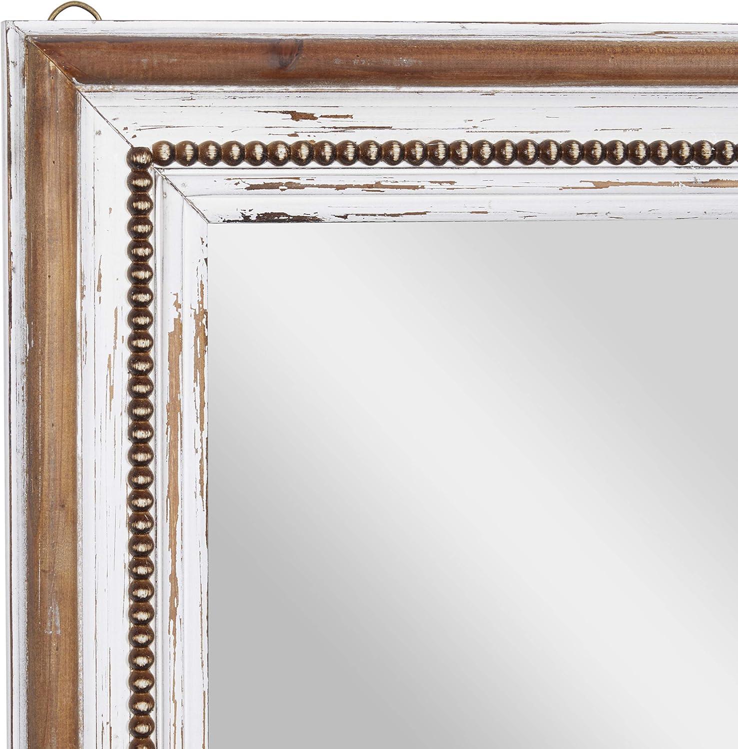 DecMode 32" x 44" Brown Wall Mirror with Beading Accents