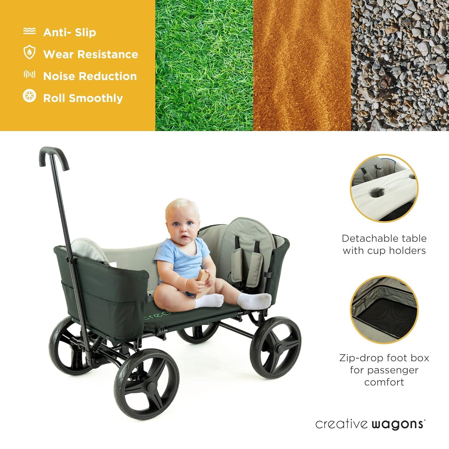 Creative Outdoor Stroller Wagon with Canopy for Kids Push Pull Folding Wagon, Black