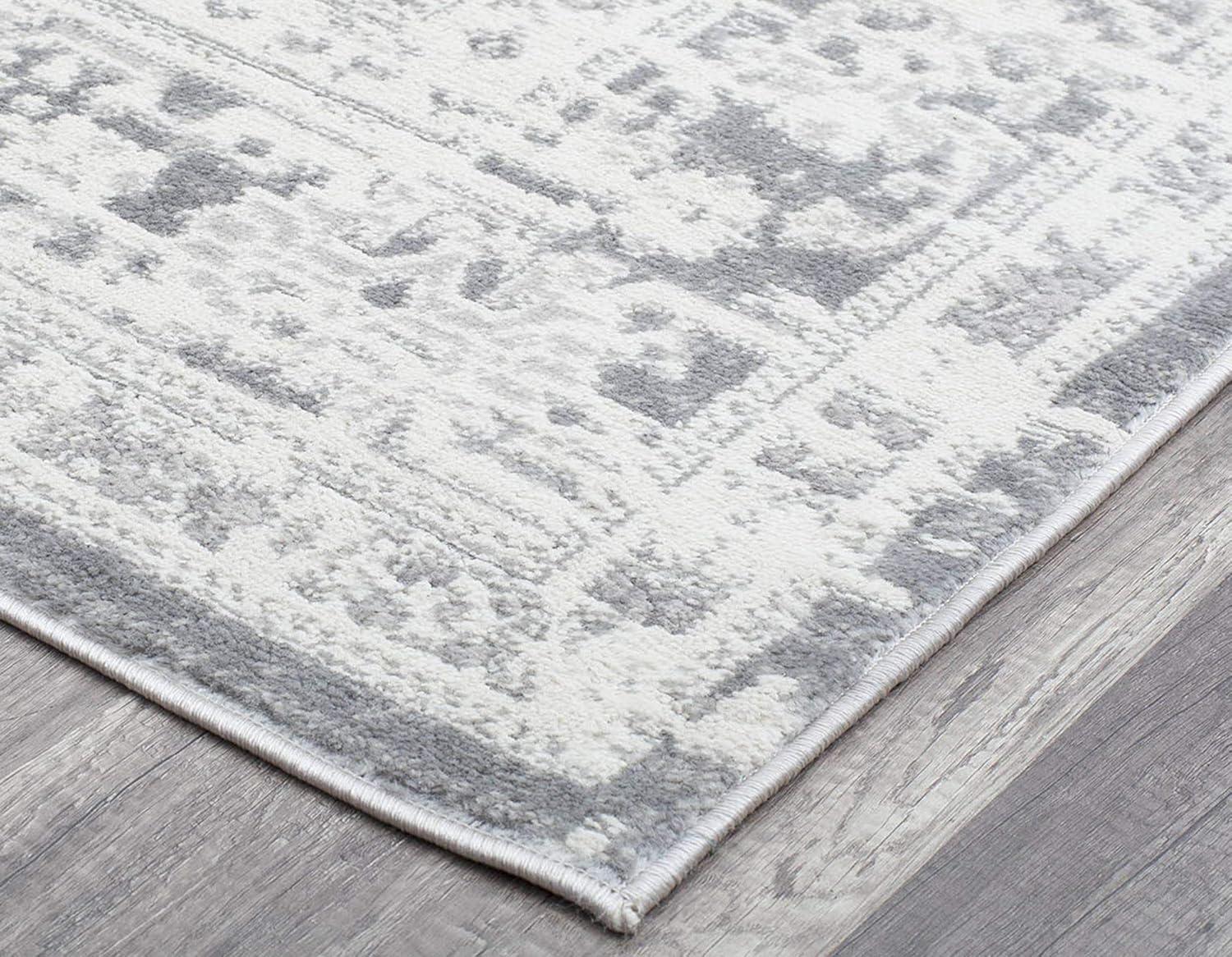 Sundara Elegance 2'6"x8' Vintage Transitional Gray Synthetic Area Rug