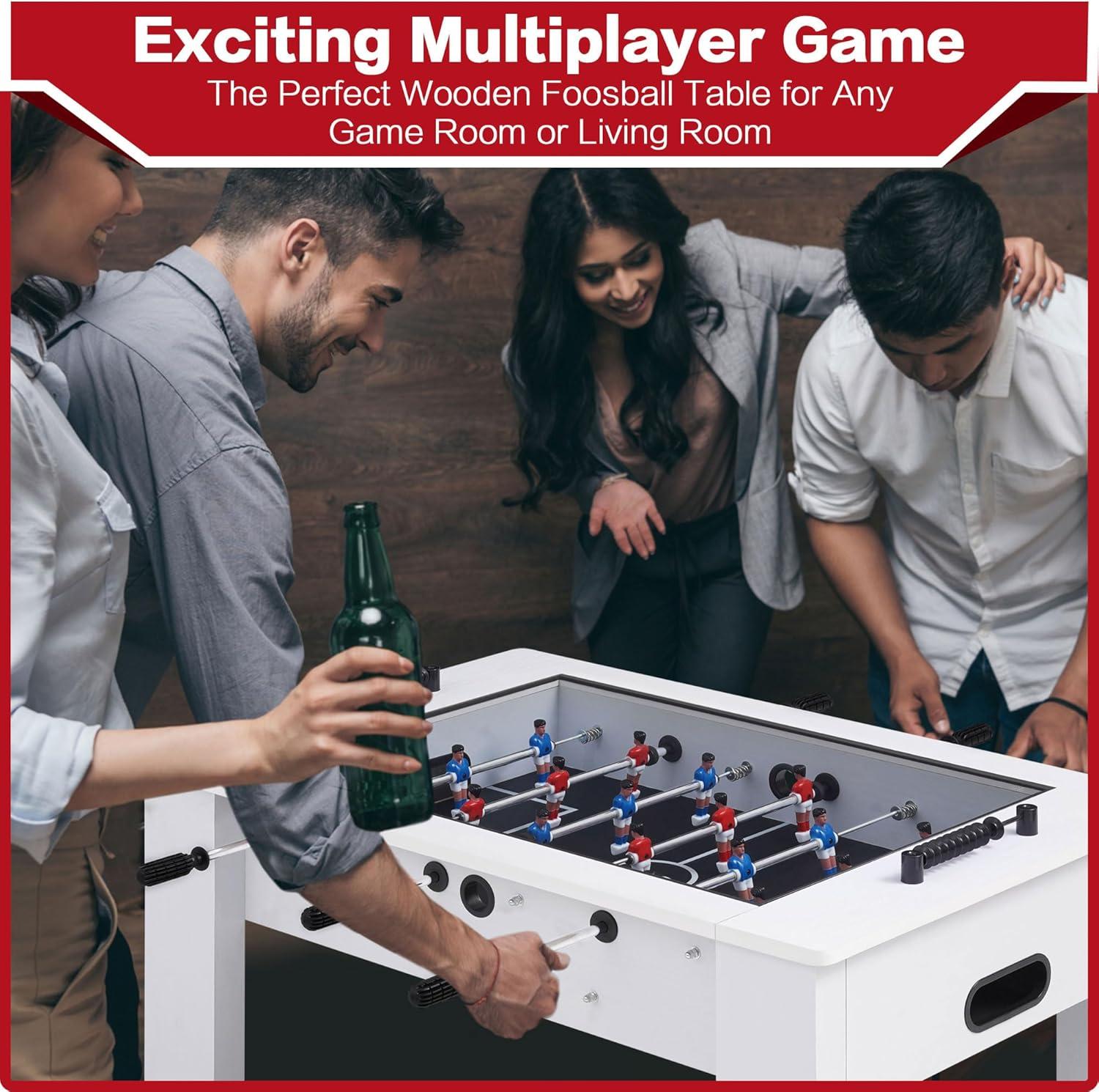 RayChee 42" Foosball Coffee Table, Soccer Game Table with Tempered Glass, RayChee Modern Multi Arcade Game Table with 2 Balls for Adults, Kids, Home, Indoor Family Living Room