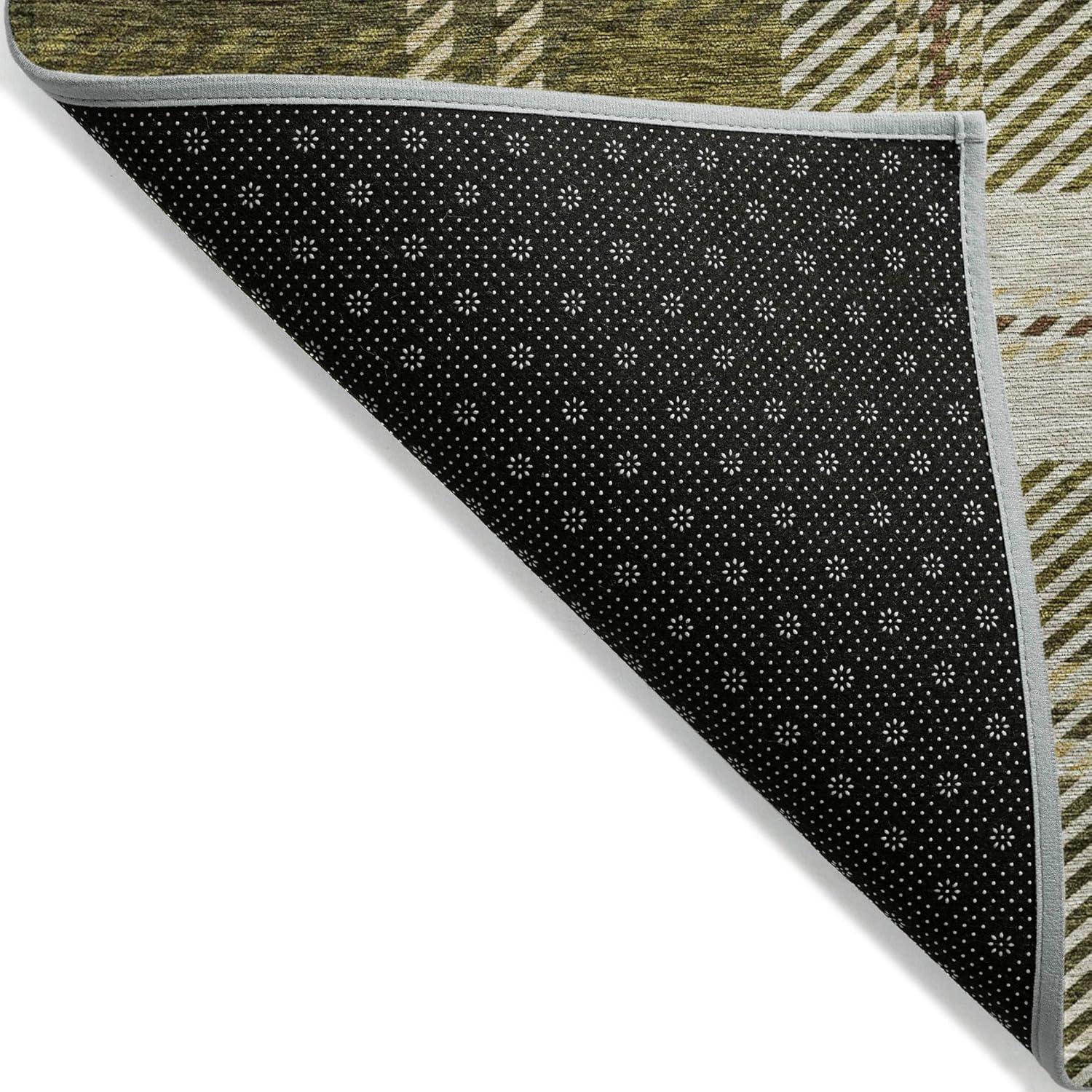 Olive Plaid Synthetic Indoor/Outdoor 8' x 10' Rug