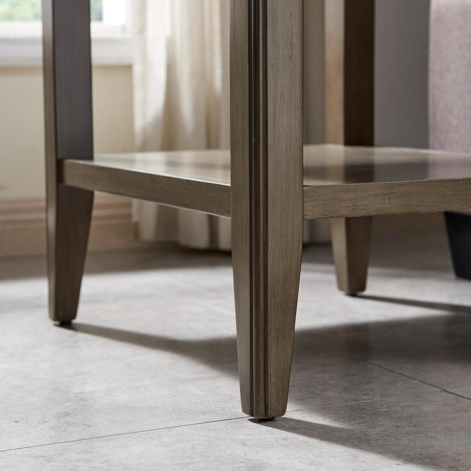 Leick Home 10507-GR Laurent End Table with Drawer and Display Shelf, Gray