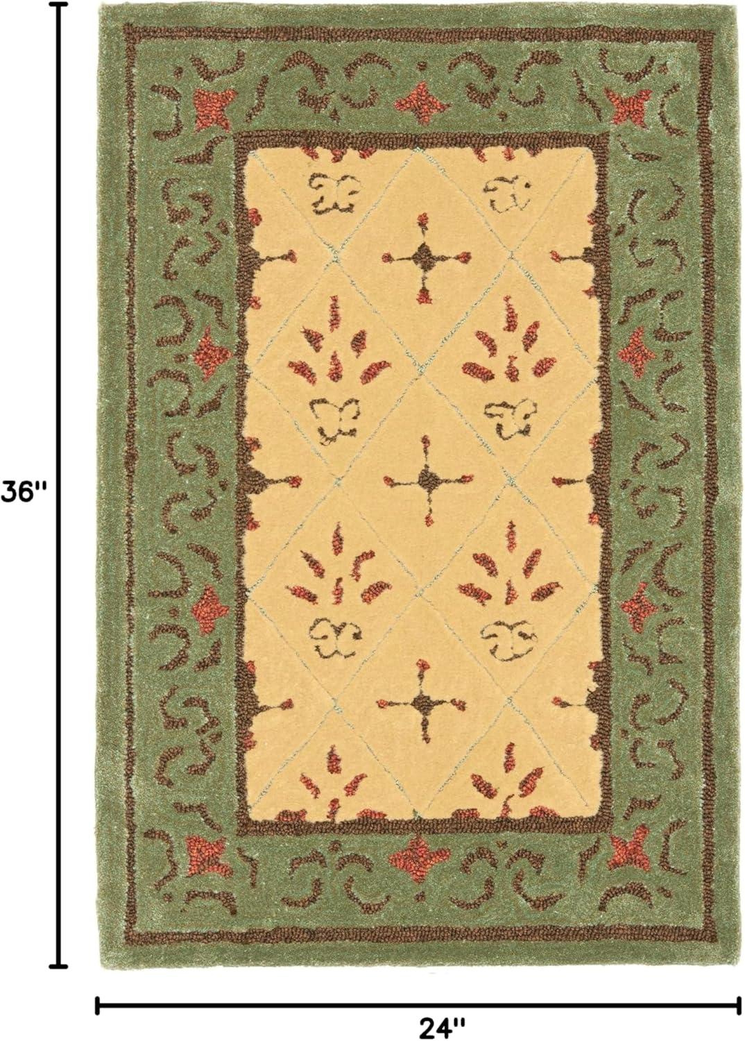 Handmade Red and Beige Floral Wool Accent Rug 2' x 3'