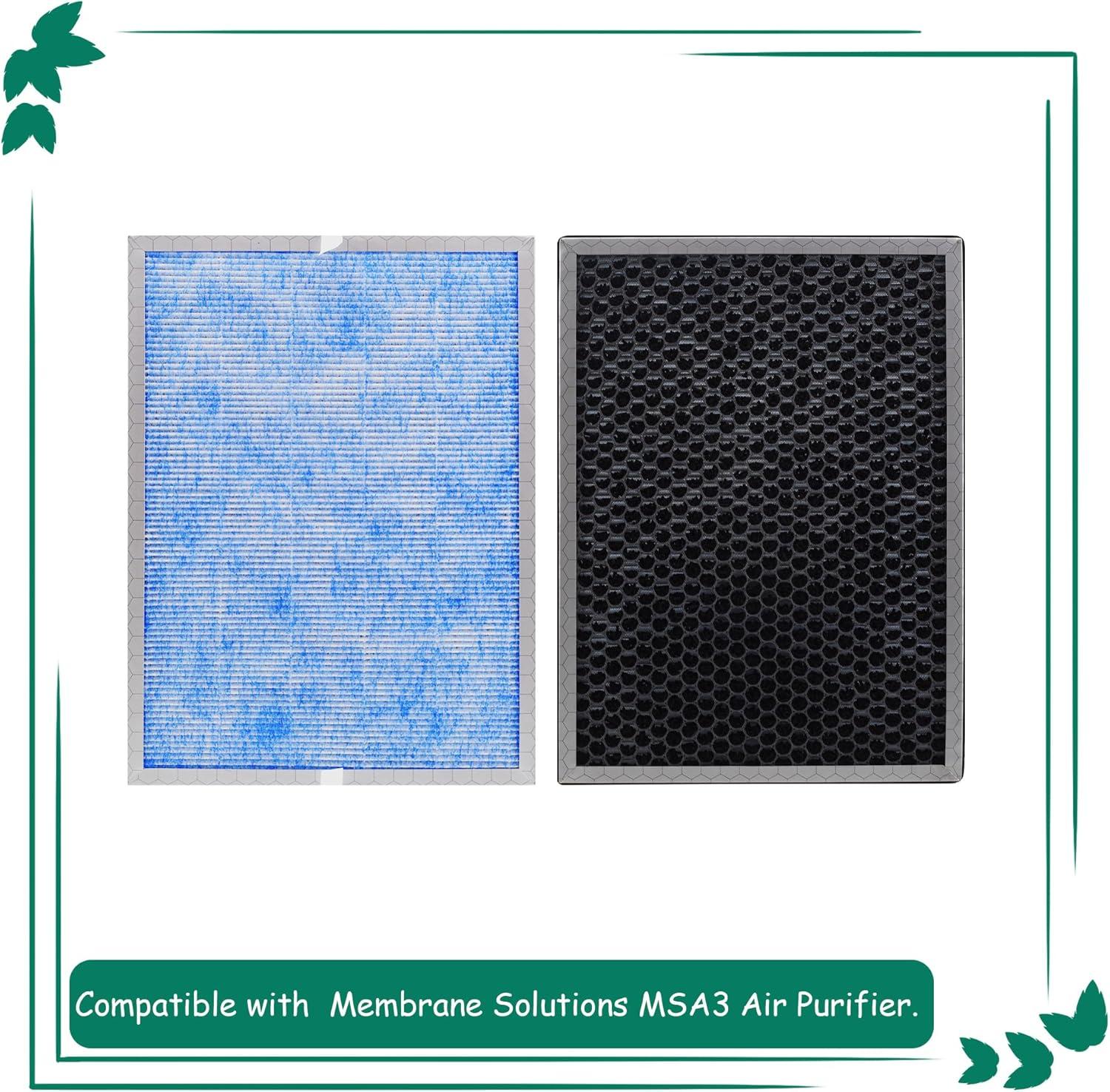 MSA3/MSA3S 3-in-1 H13 True HEPA Air Purifier Filter Replacement, 2 Pack