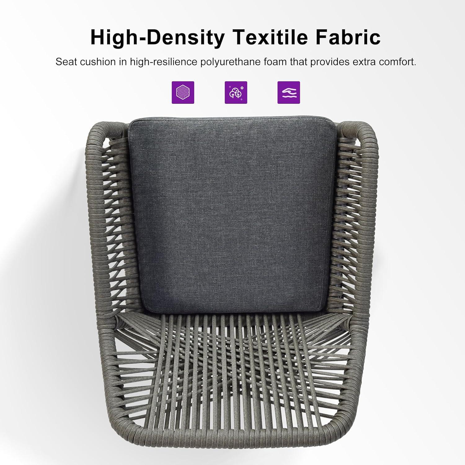 PURPLE LEAF Outdoor Wicker 29" Bar Stools Set of 2, Boho Patio Bar Height Chair with Cushion and Back for Outdoor and Indoor, Garden, Patio, Smoke Grey