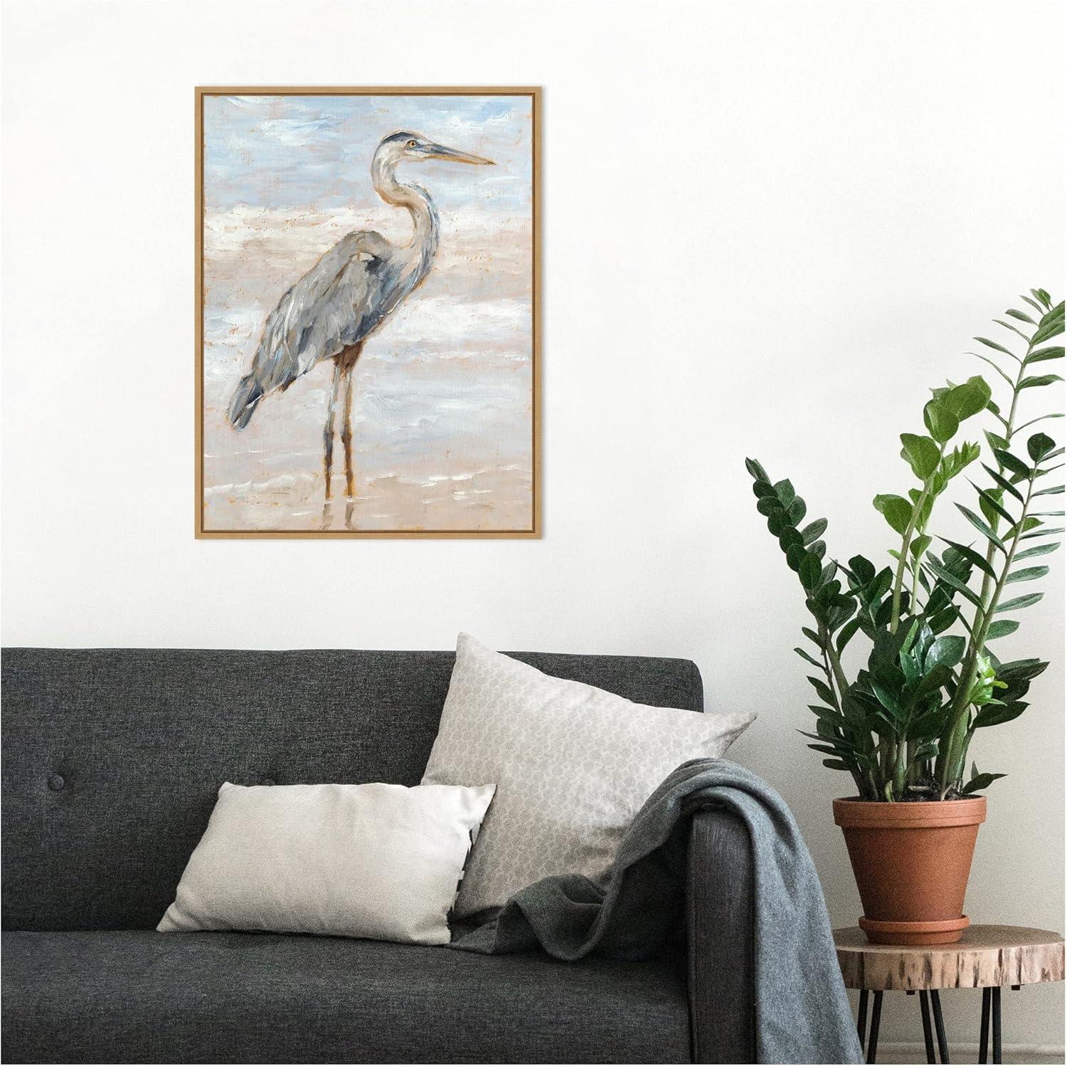 Amanti Art Beach Heron I by Ethan Harper Framed Canvas Wall Art Print