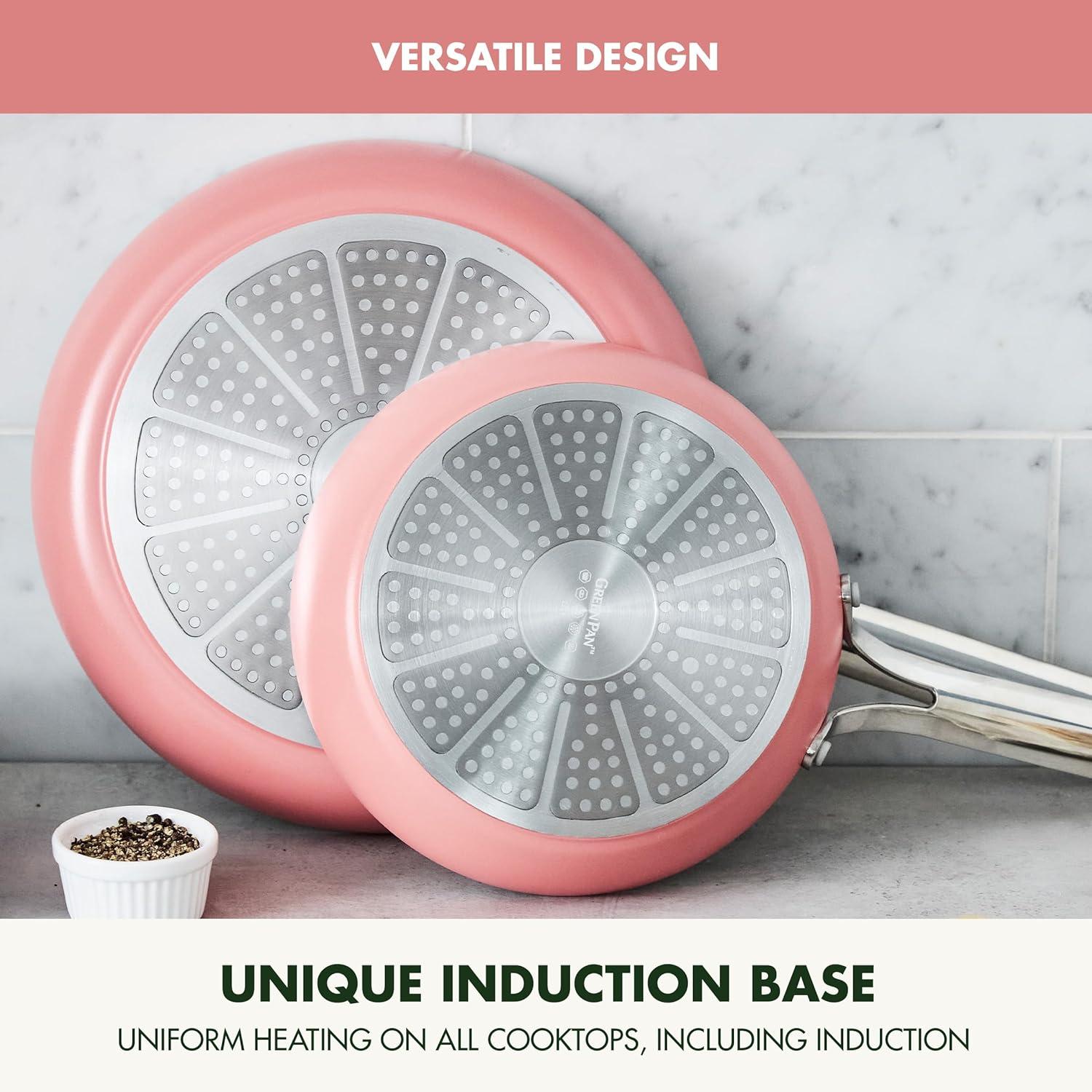 Coral Ceramic Nonstick Frying Pan Set with Stainless Steel Handles
