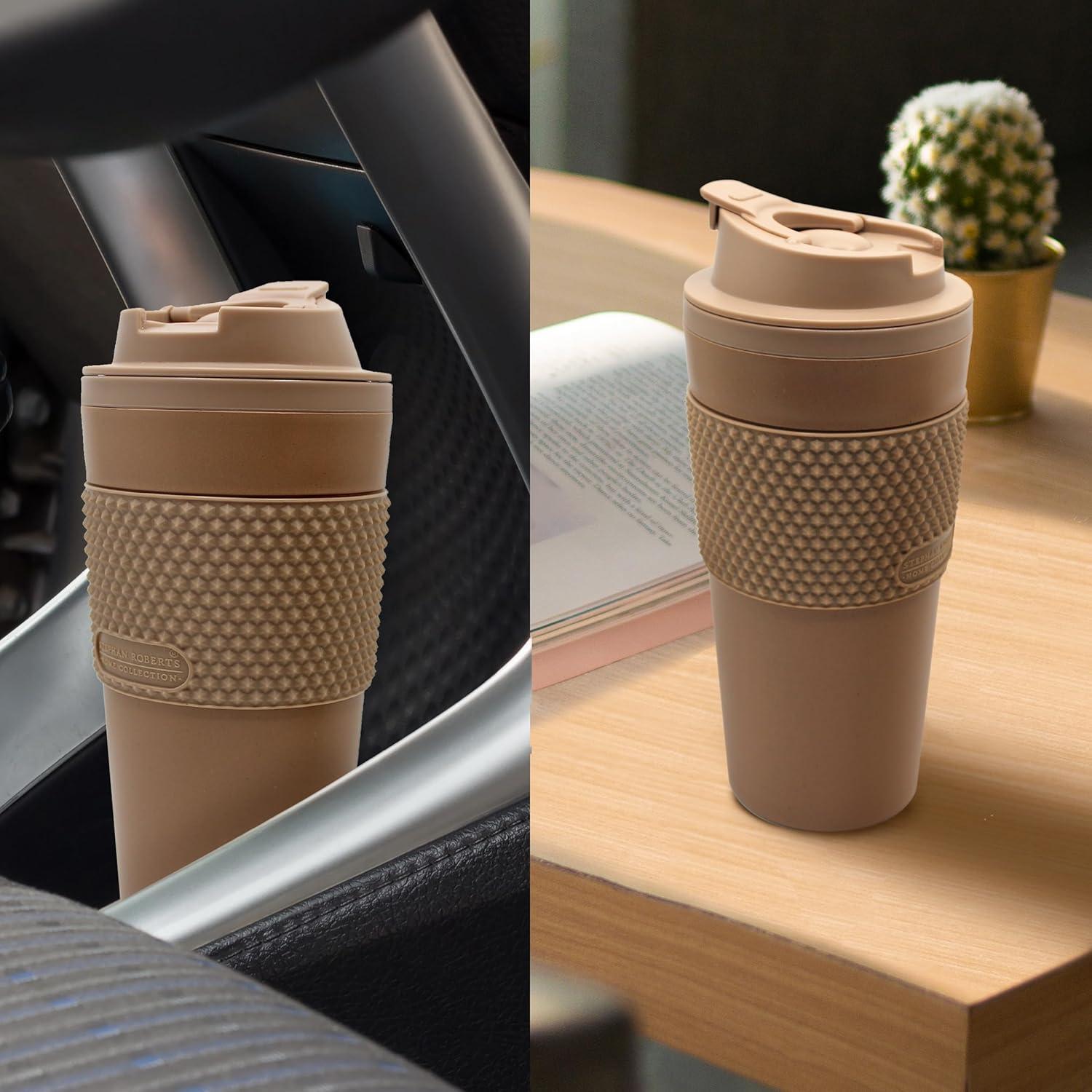 Stephan Roberts 16 oz Coffee Tumblers, Set of 2, Brown, BPA Free