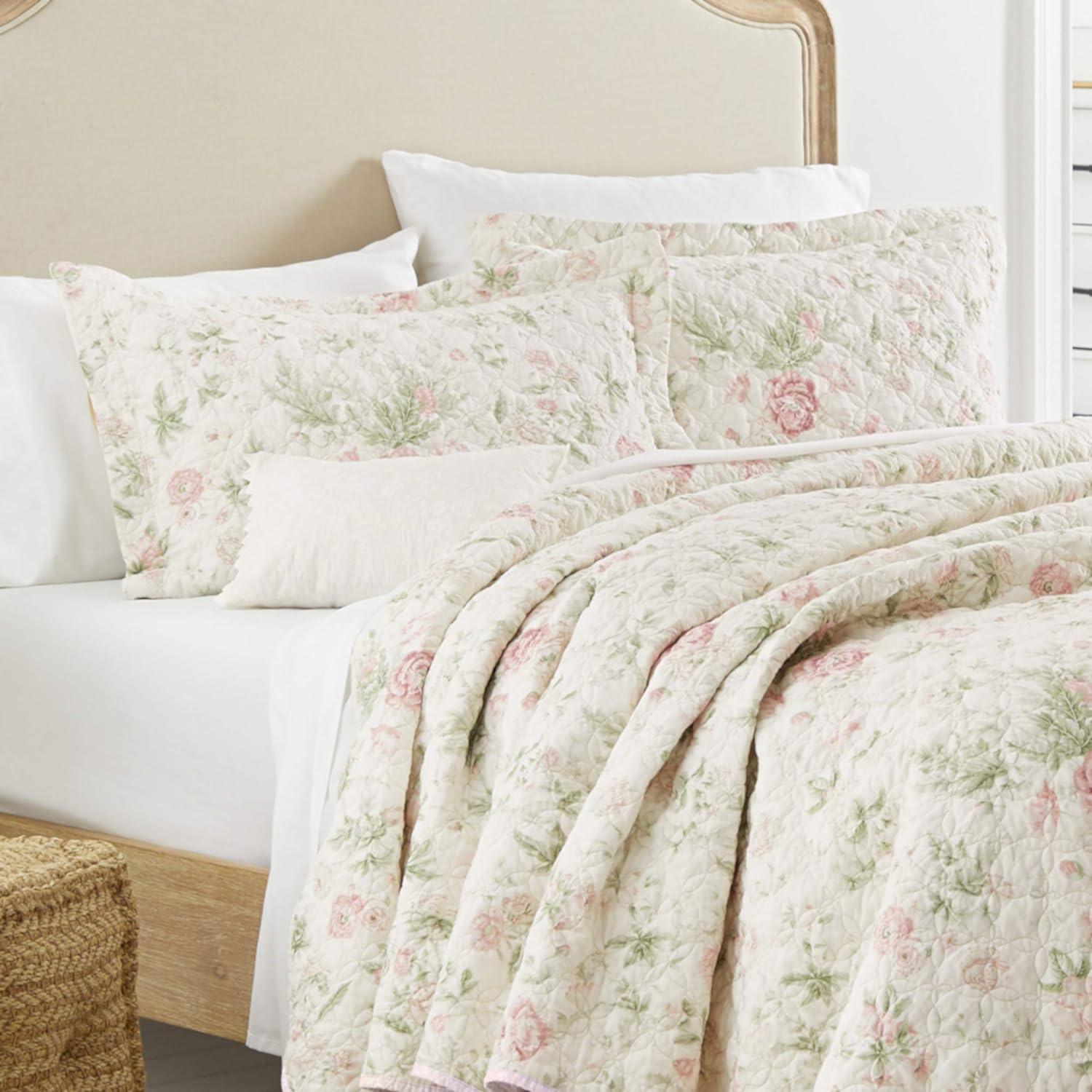 Laura Ashley Breezy Floral Quilt Sham Set Pink