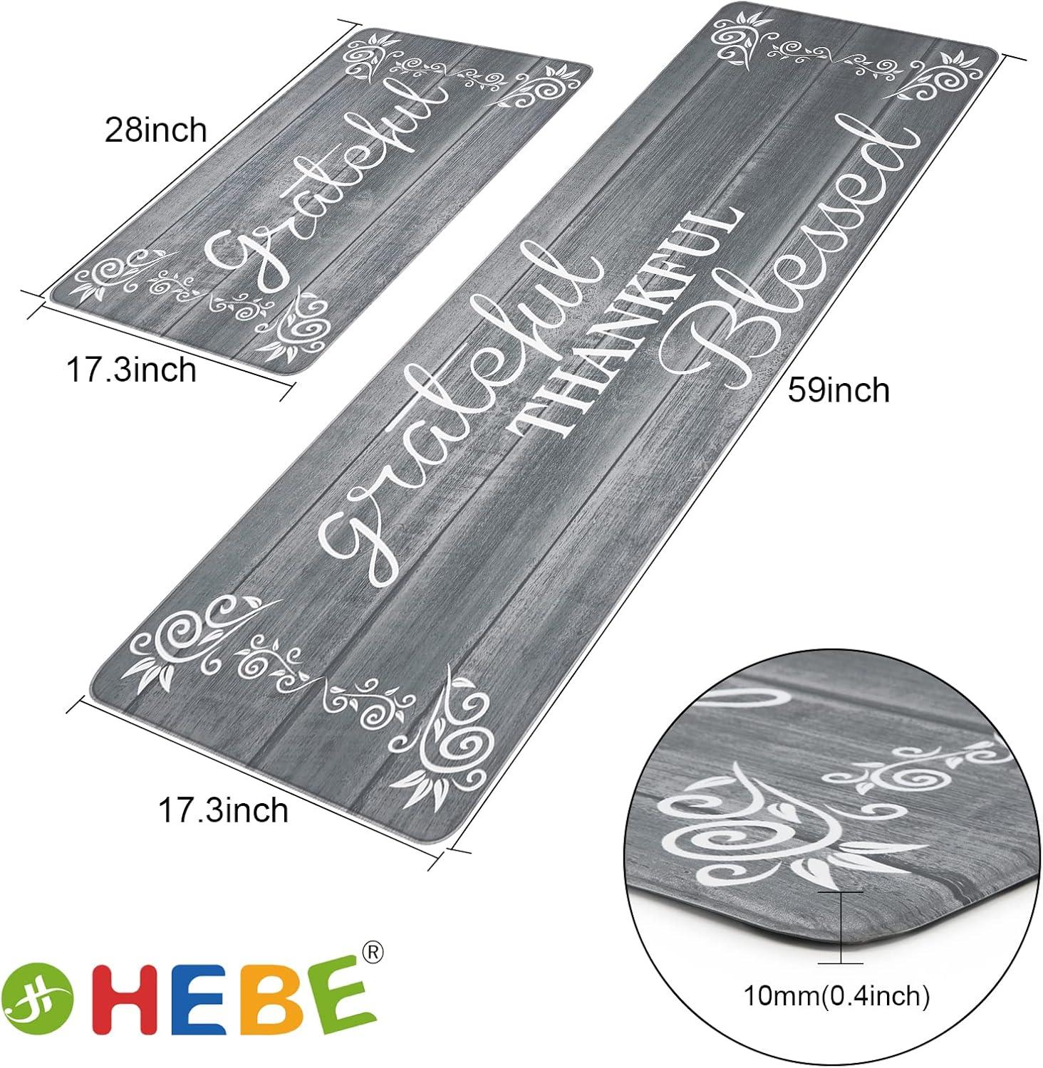 Rosalind Wheeler The Anti Fatigue Kitchen Mat Set of 2 Non Slip Cushioned Kitchen Mats for Floor Waterproof Farmhouse Kitchen Rugs and Mats Set Comfort Standing Desk Mat Carpet