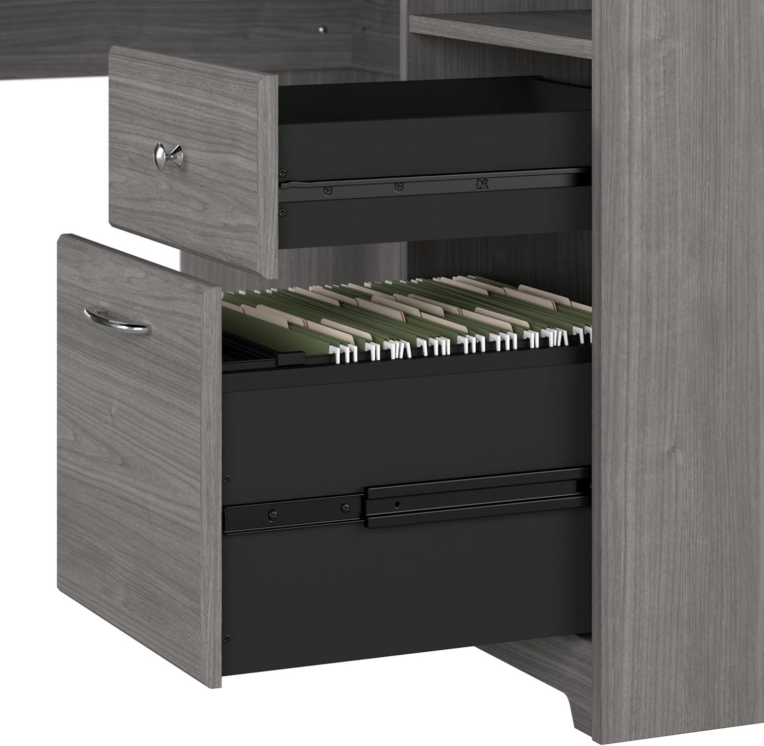 Cabot 60W L Shaped Computer Desk with Hutch Modern Gray - Bush Furniture