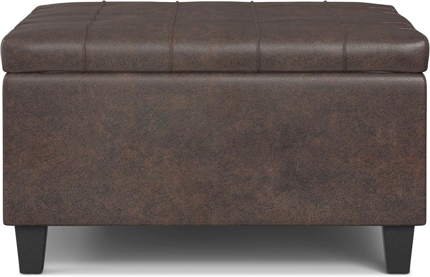 Harrison Small Square Coffee Table Storage Ottoman, Assembled