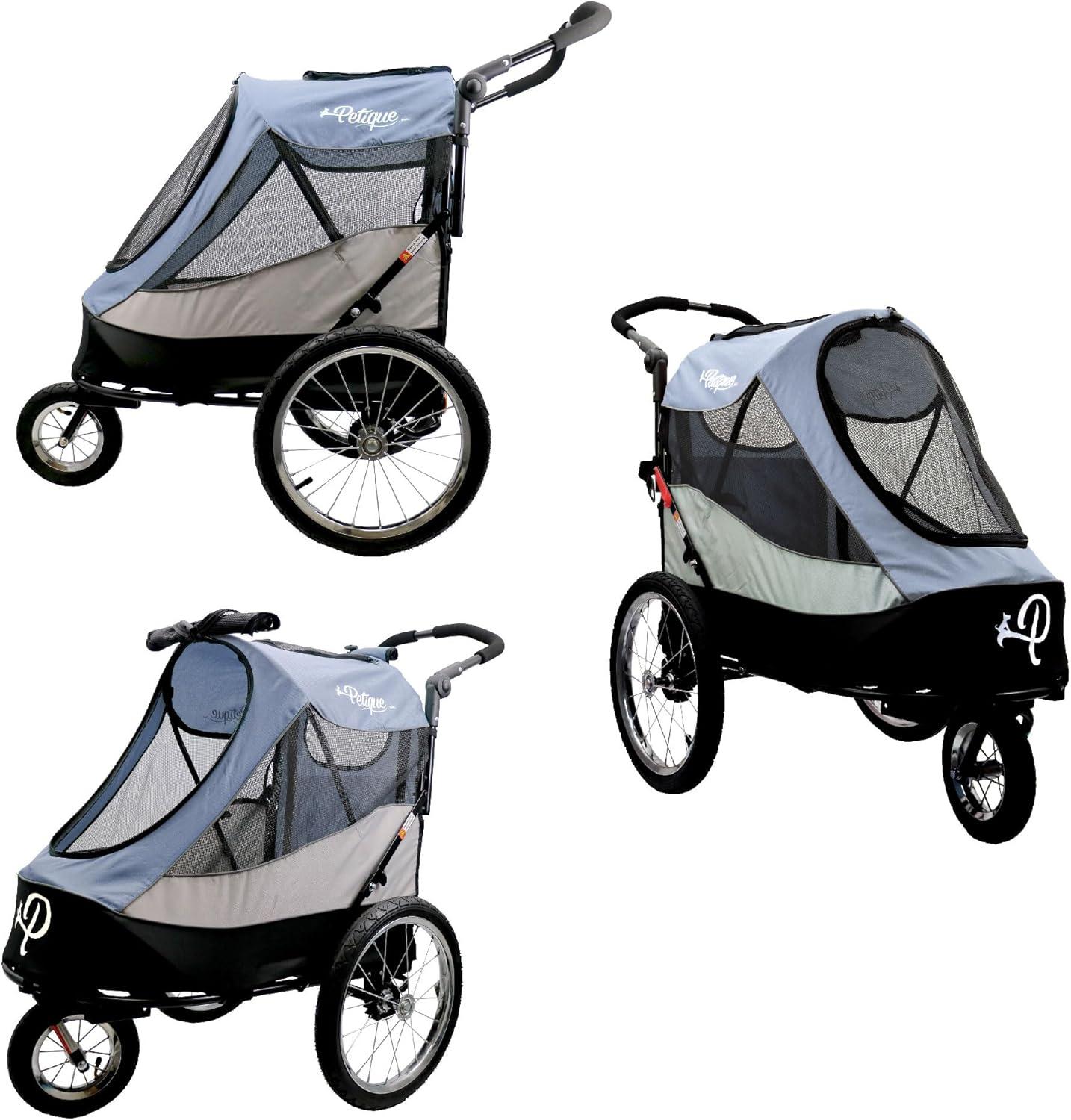 Trailblazer Pet Jogger/Stroller, Bike Trailer, Shock Absorbing Bike Wheels, Large Entry Way, Peek-a-Boo Window, Small/Medium/Large Dogs, Cats and Pets, Supports up to 77LBS  - Space Gray