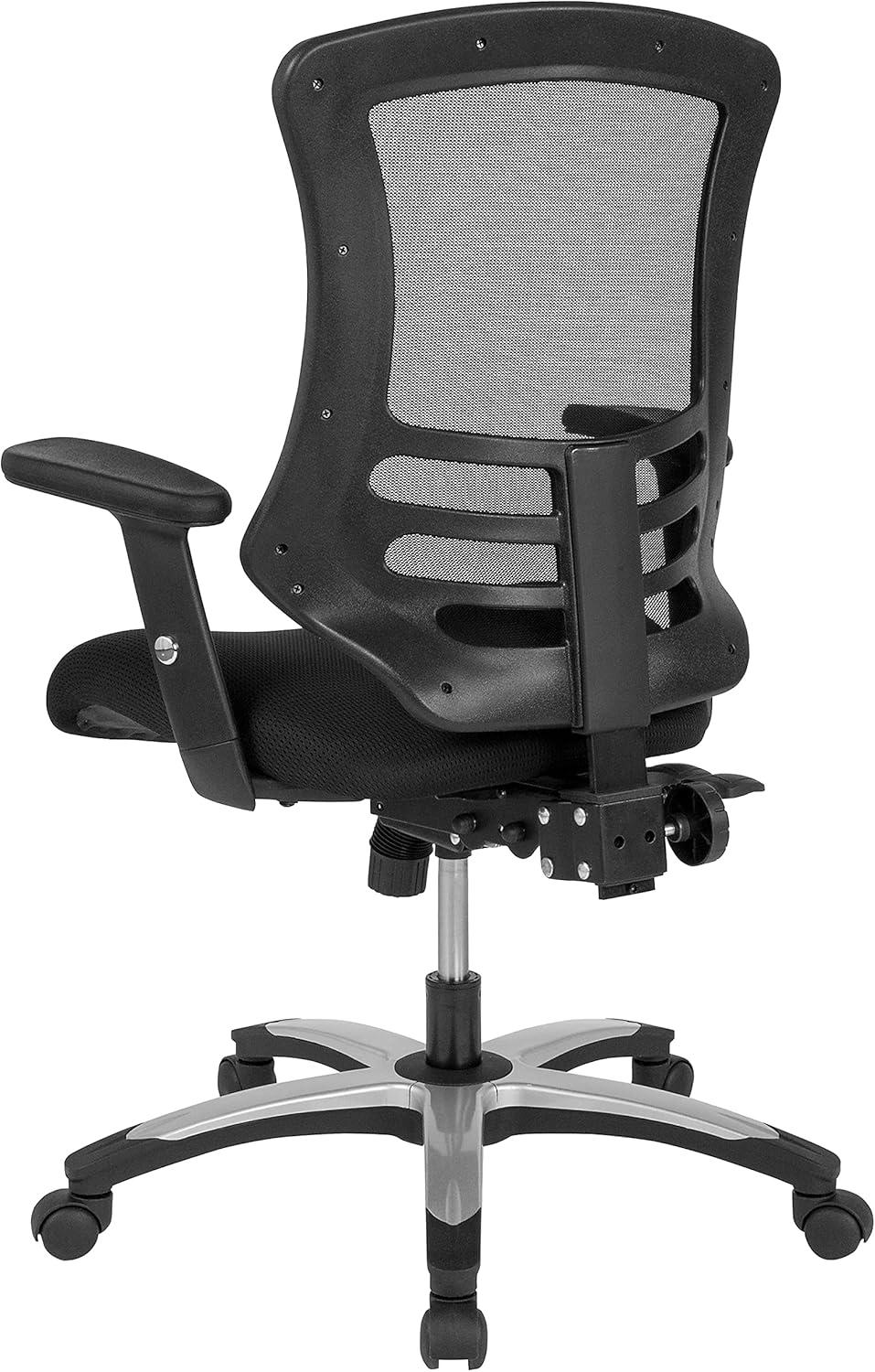 Flash Furniture Waylon High Back Black Mesh Multifunction Executive Swivel Ergonomic Office Chair with Molded Foam Seat and Adjustable Arms