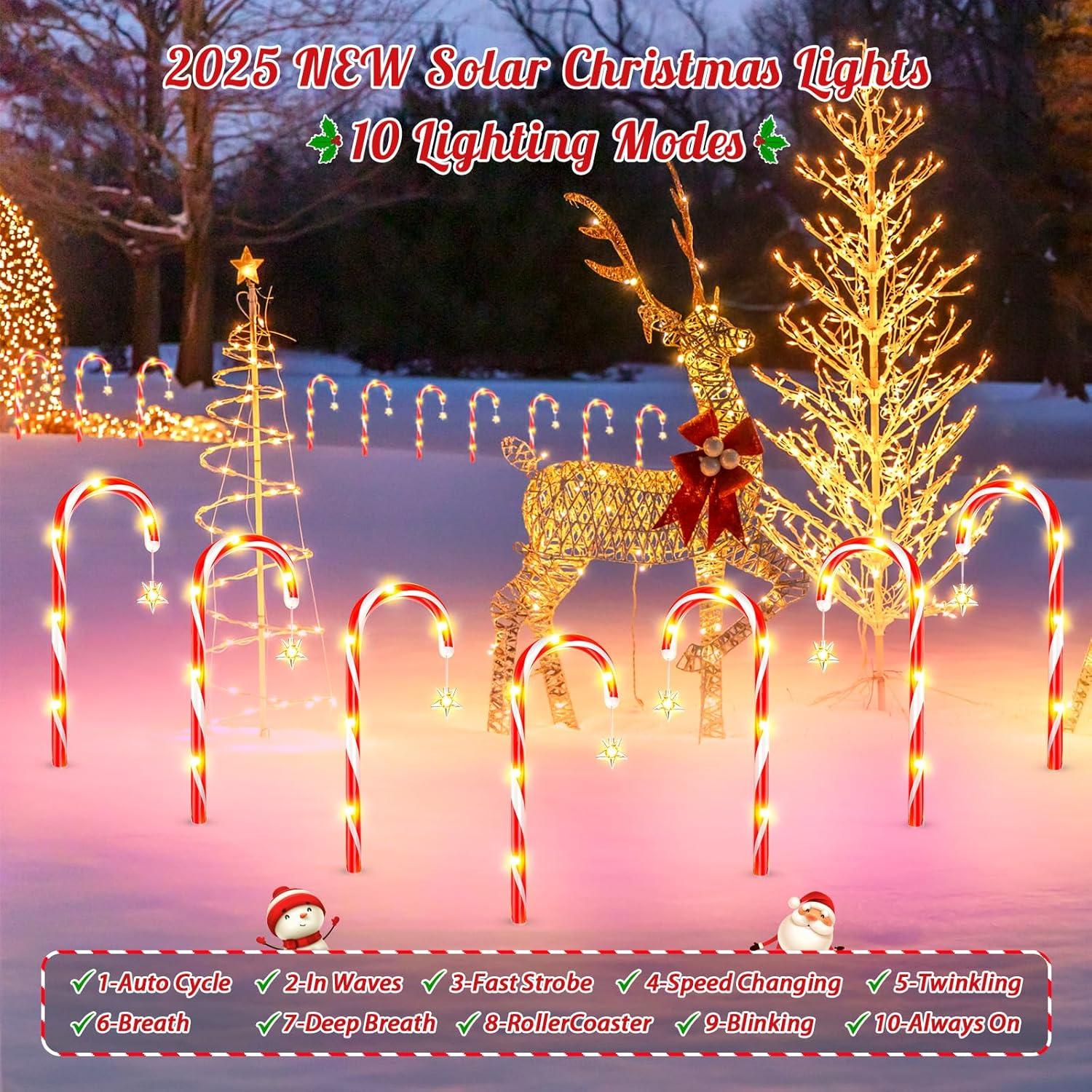 Red Solar LED Candy Cane Pathway Lights Multipack