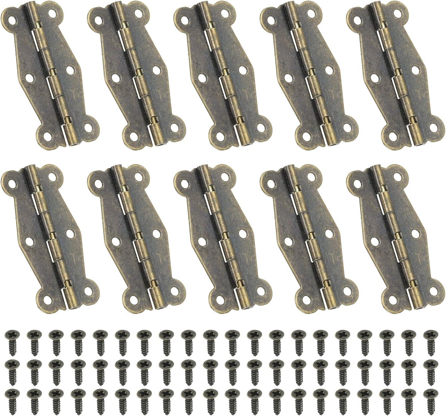 Uxcell Small Box Hinges 2 Inch, 10 Pack 180-Degree Butterfly Decorative Hinges Jewelry Box Hardware, Gold