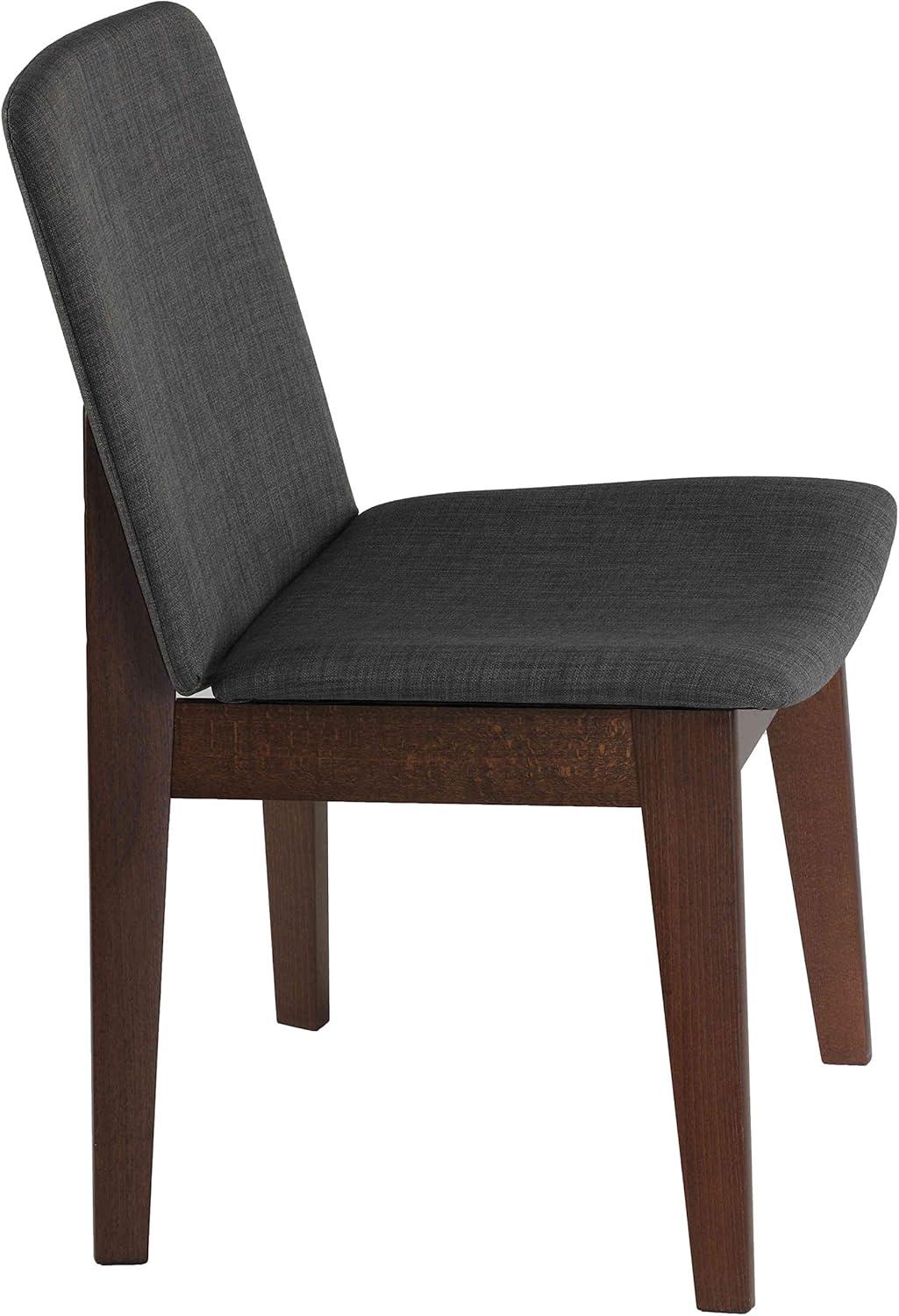 Cortesi Home Bjorn Dining Chair in Charcoal Fabric, Walnut Finish (Set of 2)