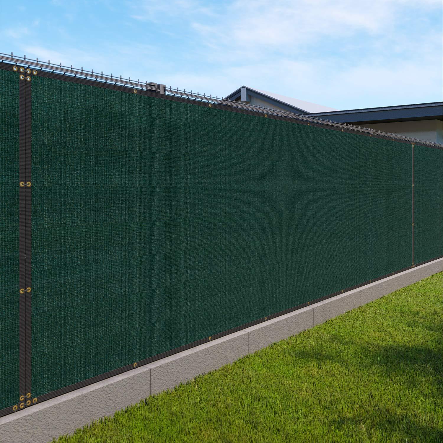 Privacy Fence Screen Heavy Duty Windscreen Fencing Mesh Fabric Shade Net Cover with Brass Grommtes for Outdoor Wall Garden Yard Pool Deck, 8'x25' Green